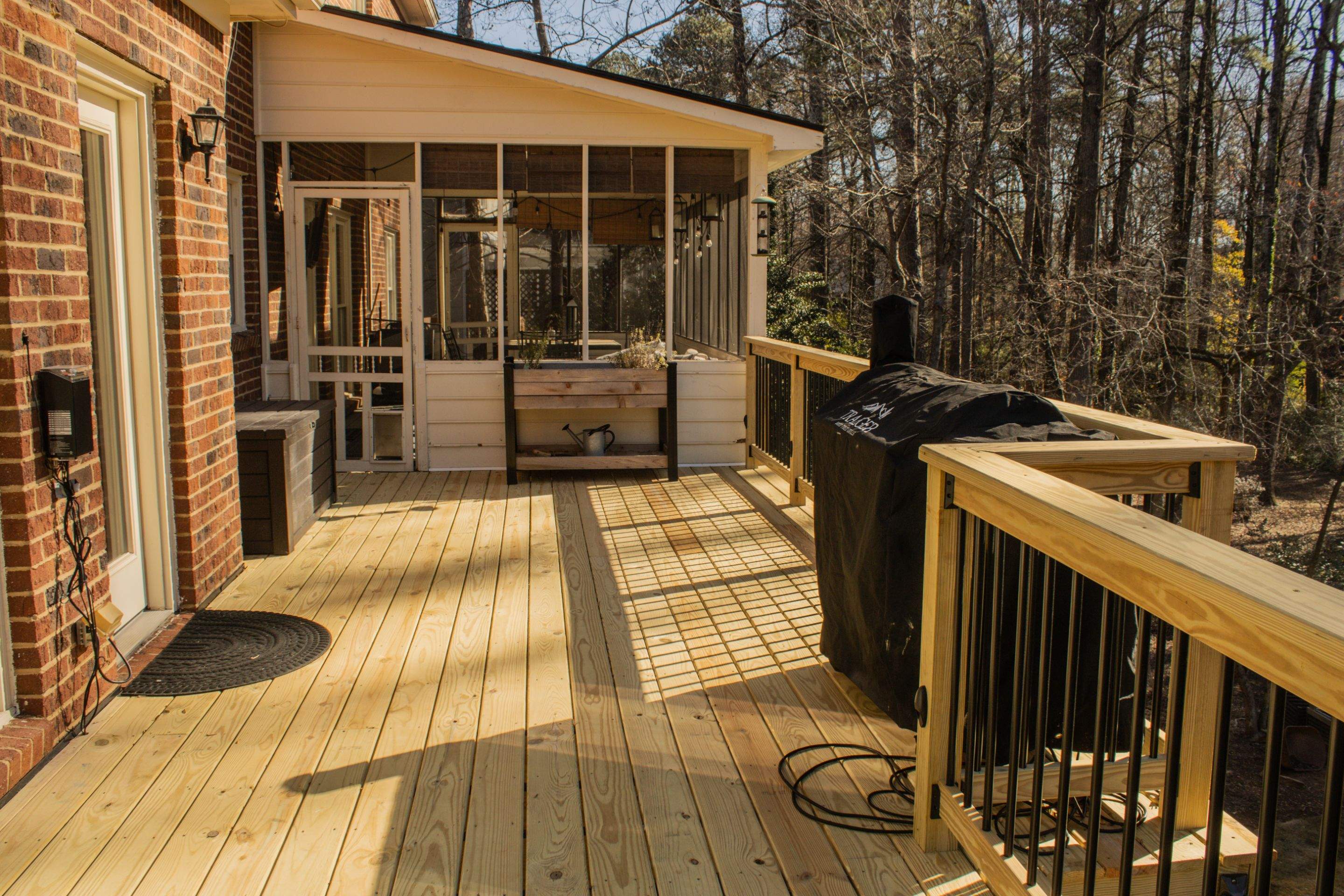 Timbertech LED Light Installation on Wood Deck Build in Marietta, GA by Nelson Exteriors 