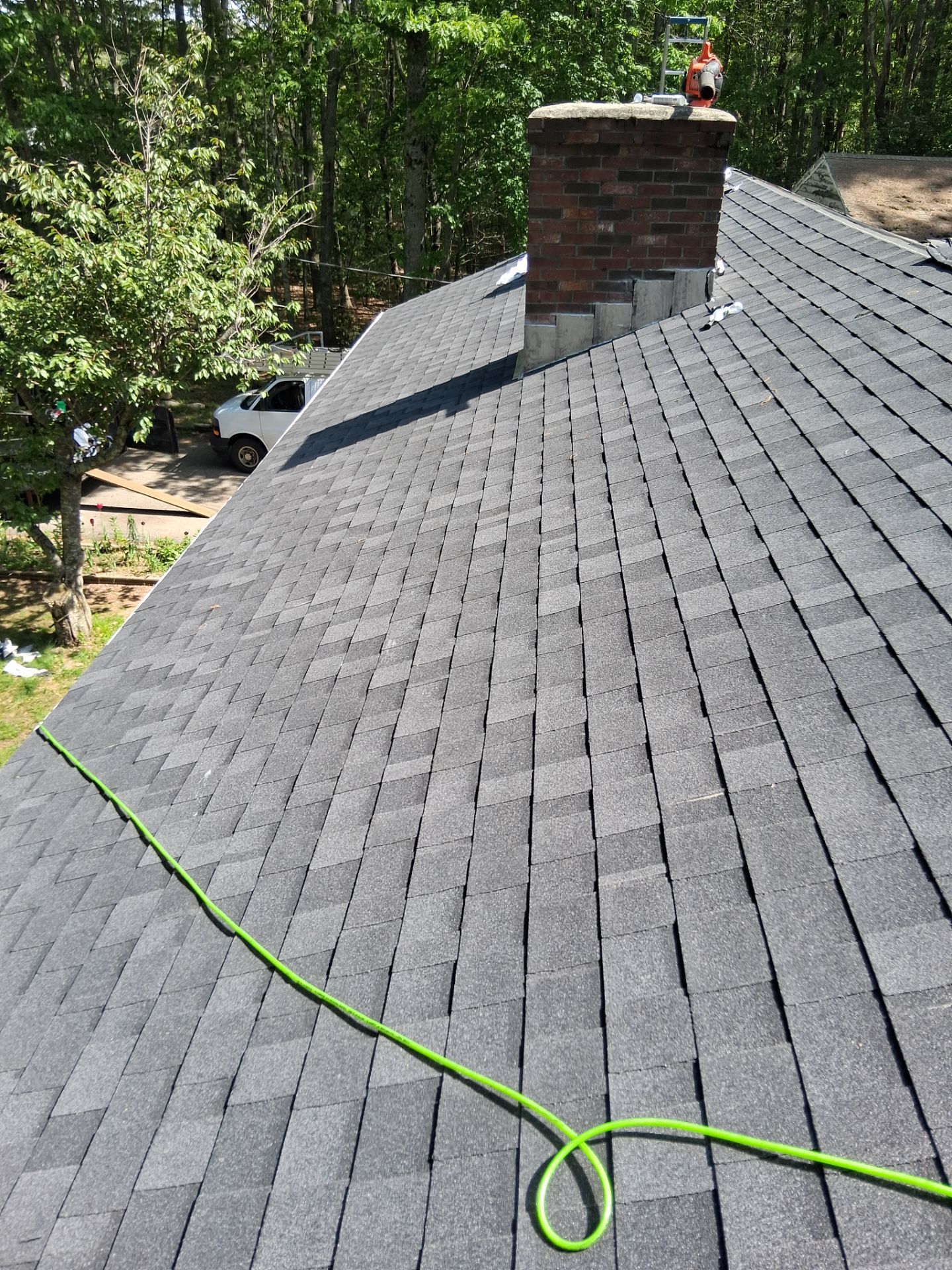 Asphalt Shingle Roof Replacement and Chimney Reflashing in York, Maine by Tall pine roofing