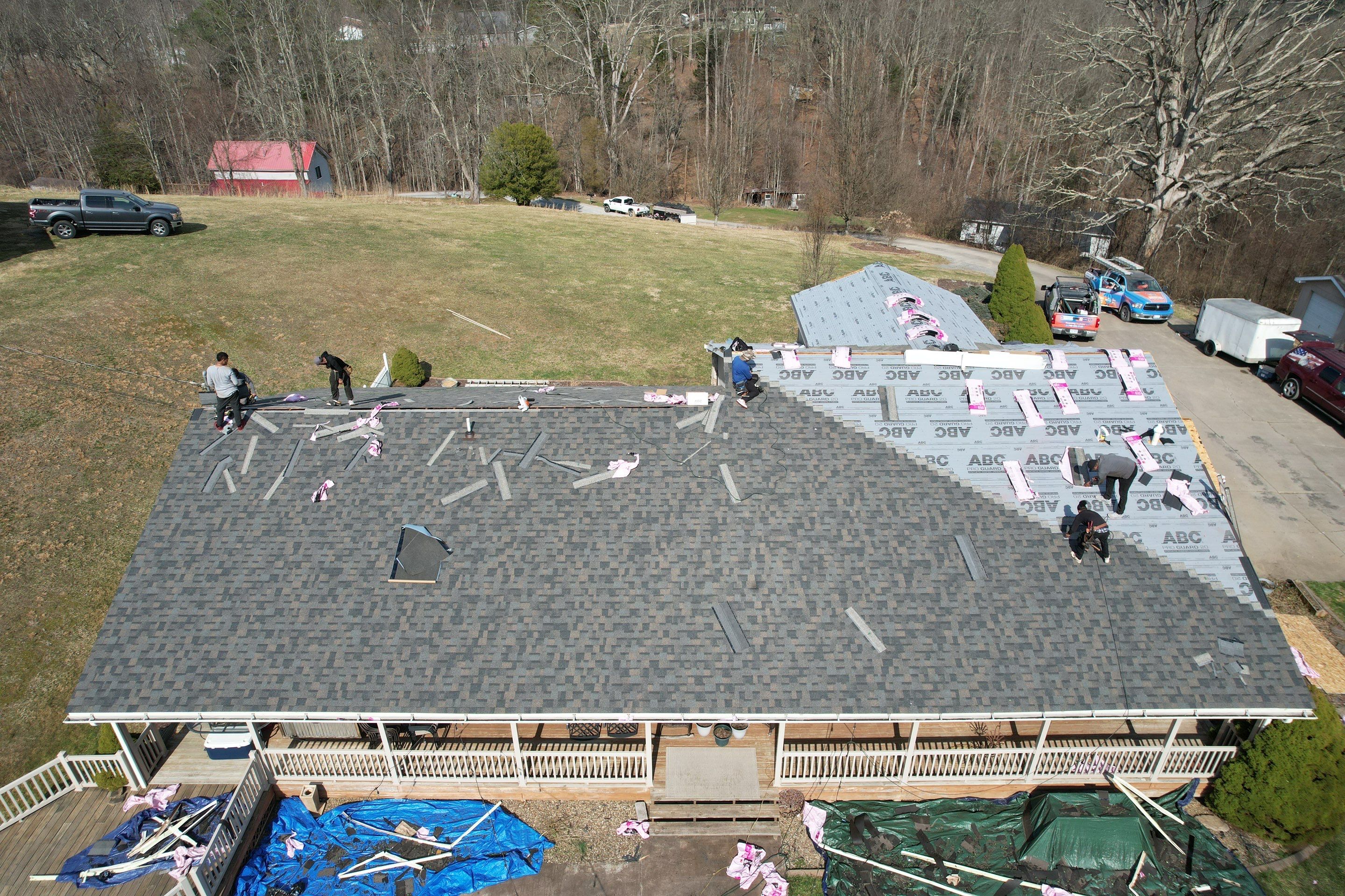 Residential Roofing Installation using GAF Timberline HDZ Charcoal by Rainstoppers Roofing