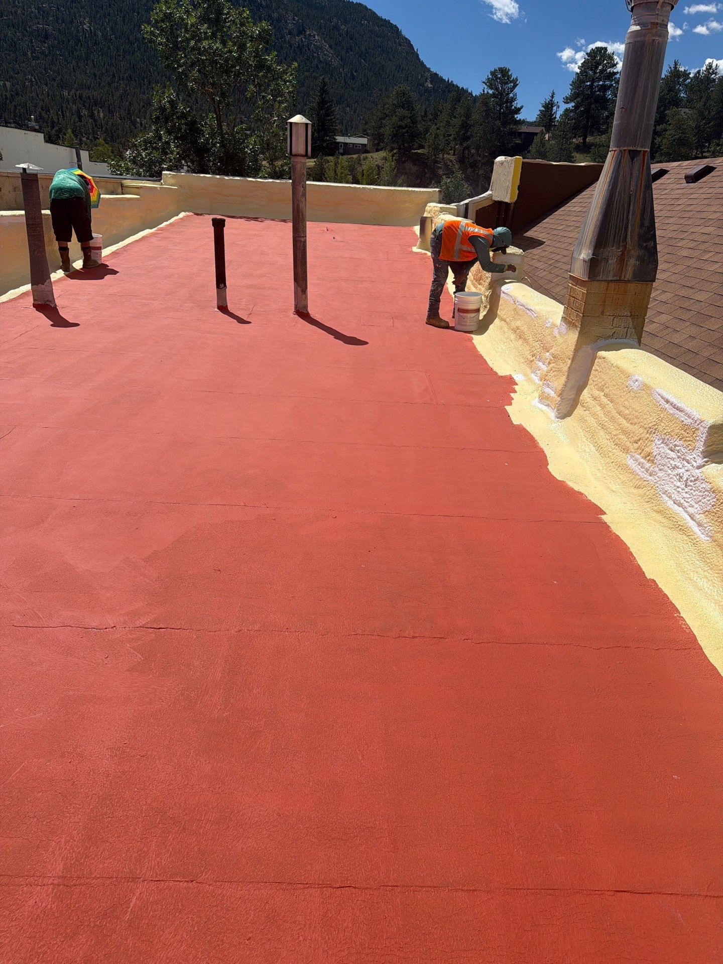Estes Park "The Taffy Shop" Before & After Gaco Coating by Blue Peaks Roofing LLC