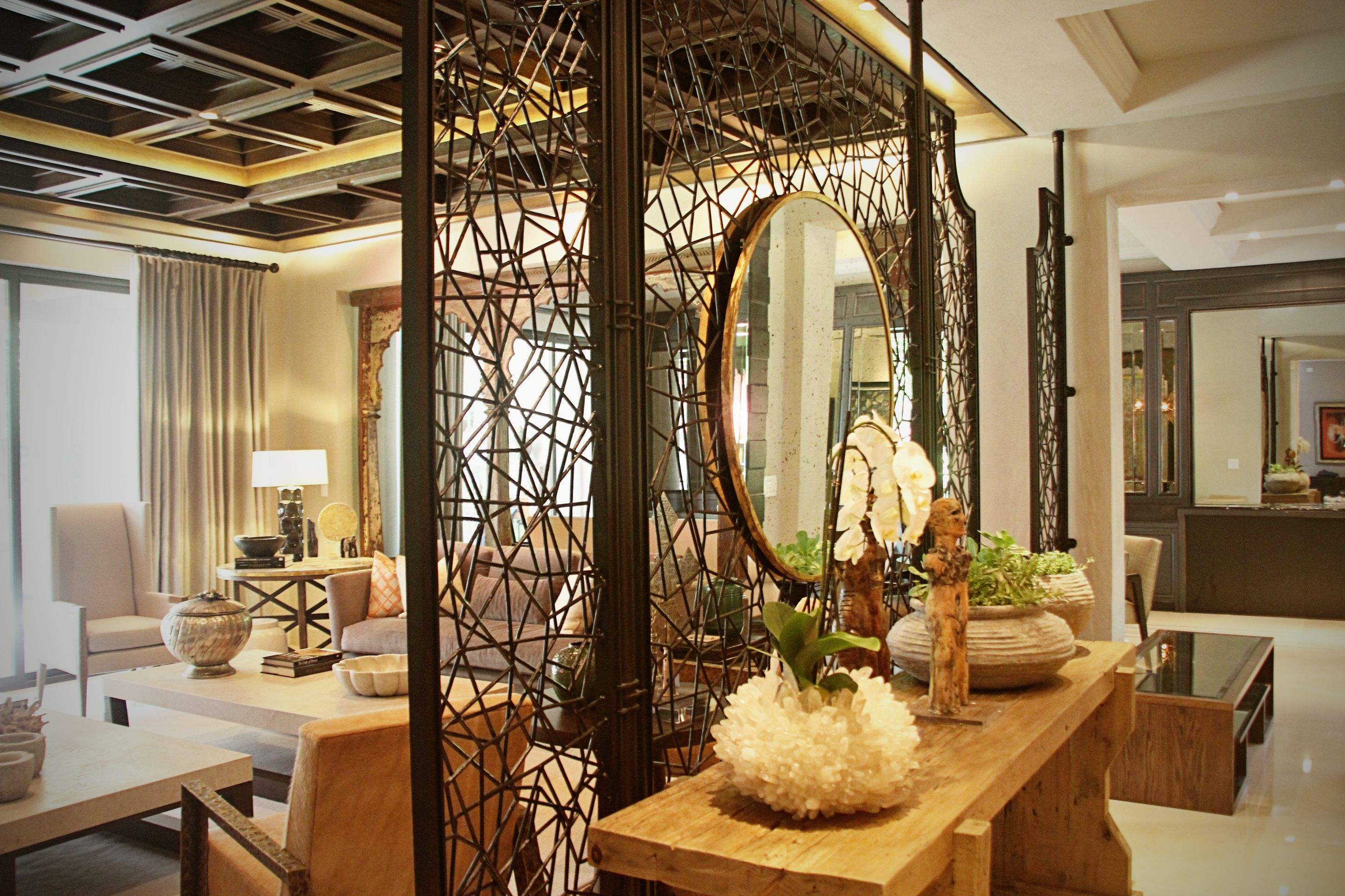 Bespoke Black Metal Geometric Room Dividers and Decorative Screens by Solara Custom Living