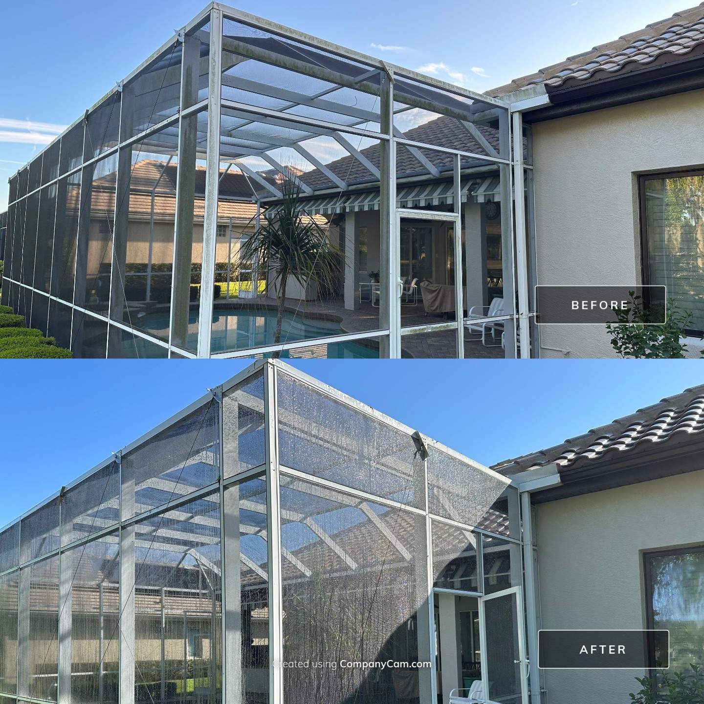 Paver Pool Deck and Screen Enclosure Cleaning in Lakewood Ranch, FL (Rosedale Highlands Community) by Sunshine AquaWash