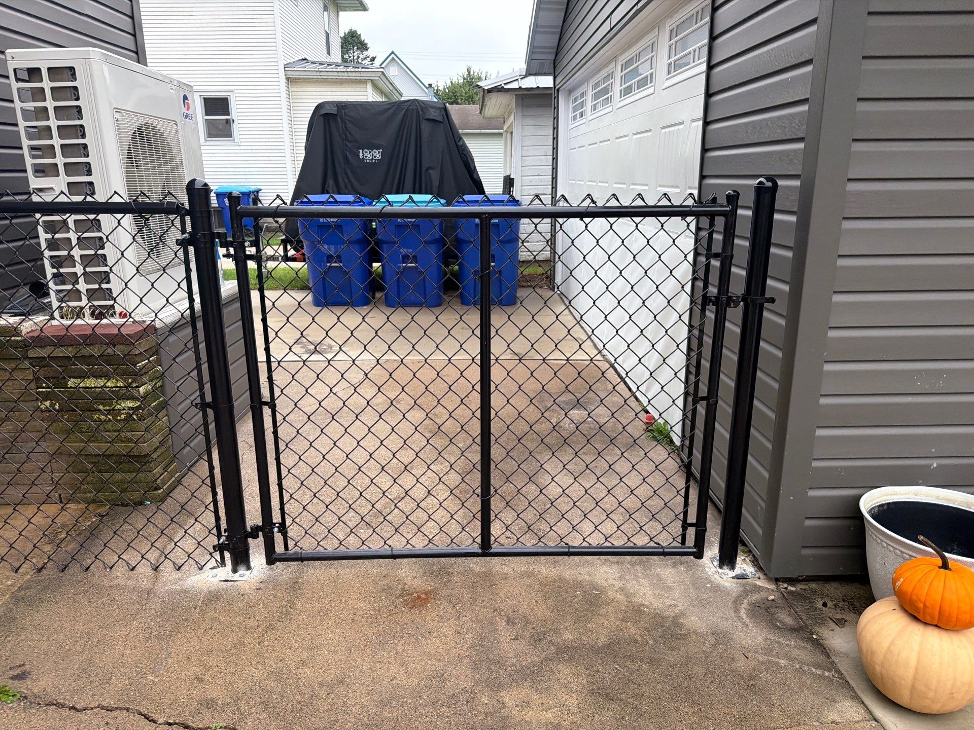 Custom Wood Privacy Fence and Black Chain Link Gate in Independence by Perfect Picket Fence and Stain
