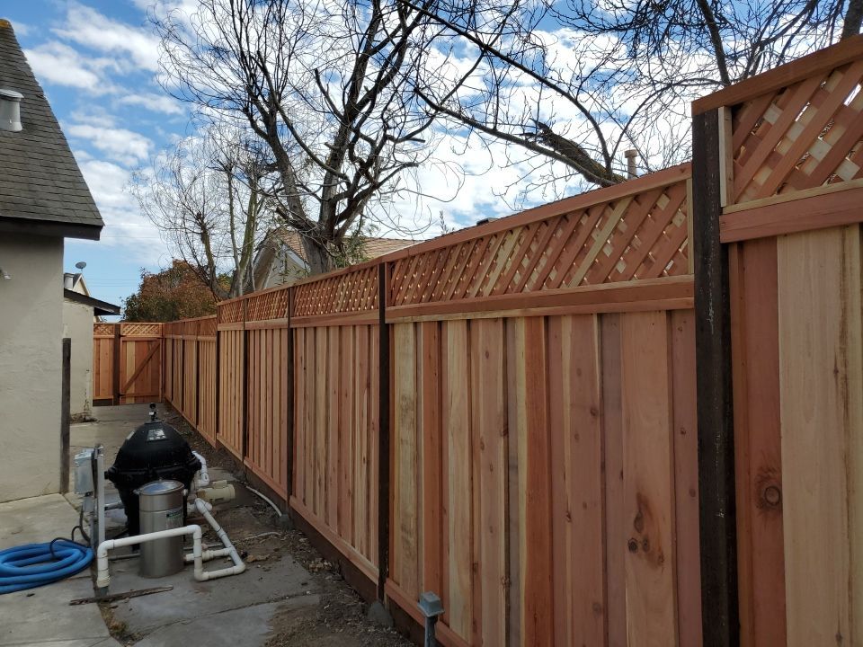 BOARD ON BOARD W/ 1' TRIPLE LATTICE by Fremont Fence Inc