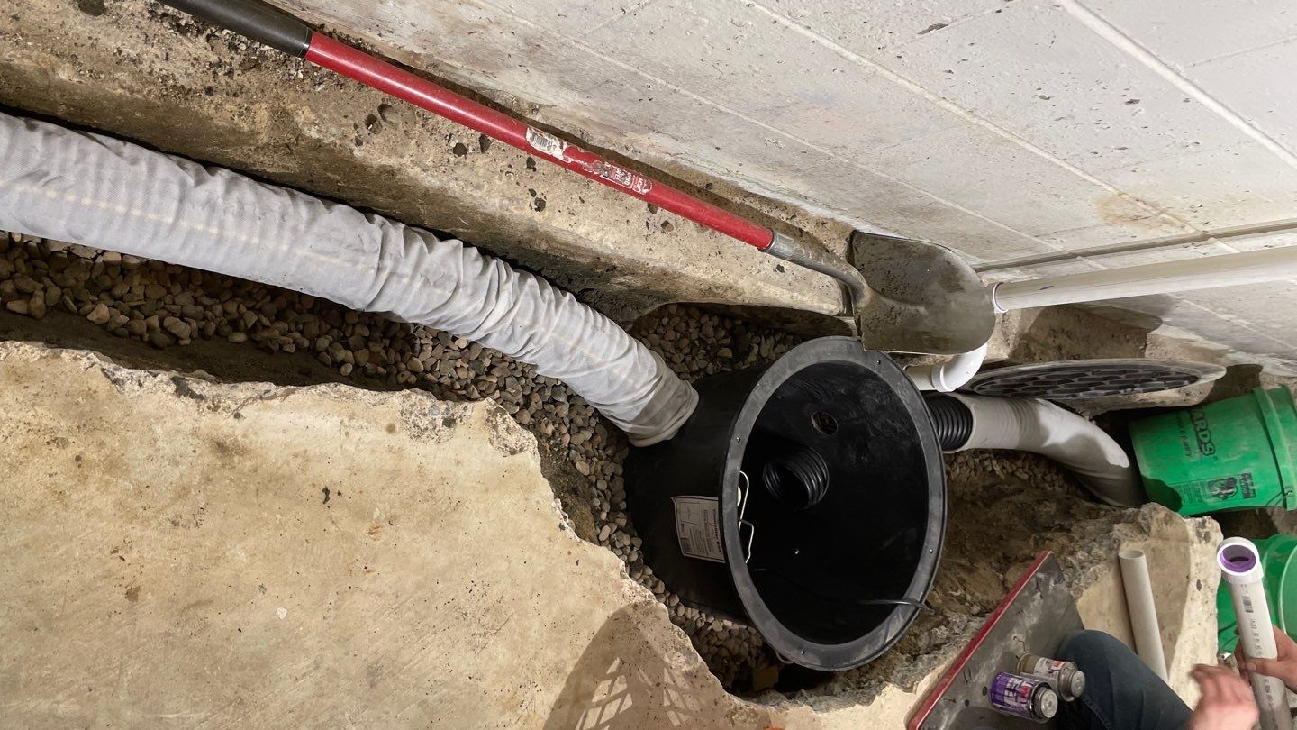 Drain tile & a sump pump for Ruth by Waterproofing Northeast