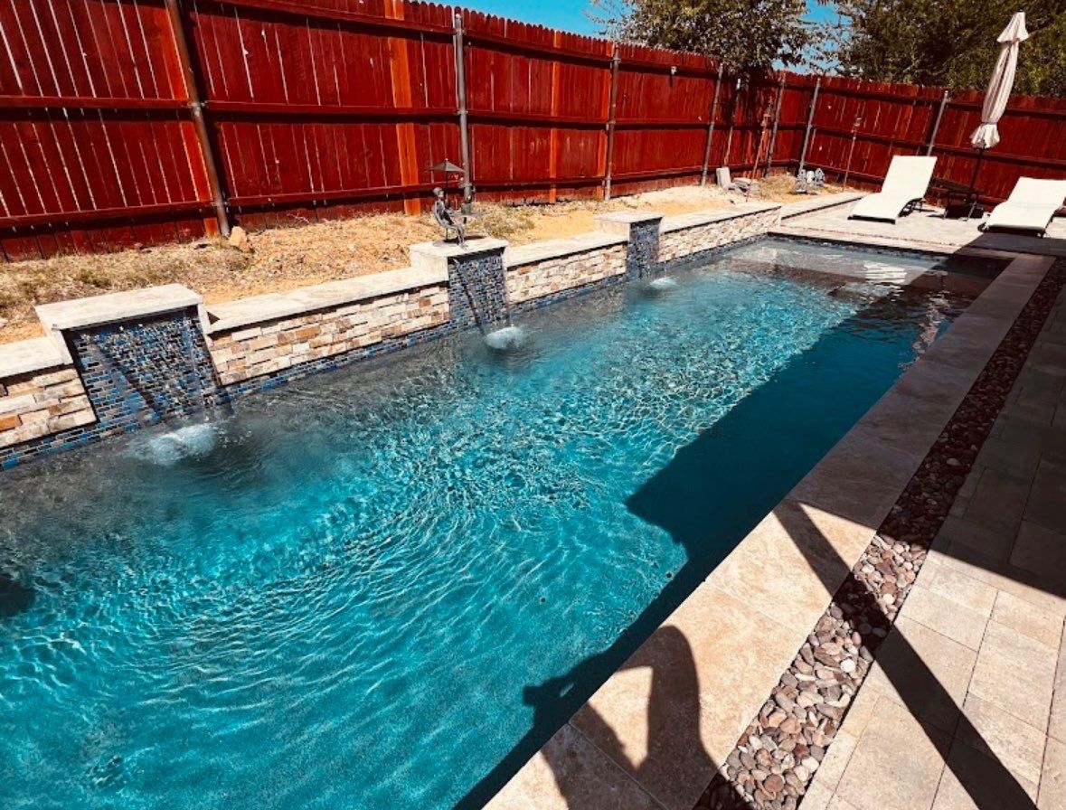 Geometric Pool with Paver Decking by Pinnacle Pools and Spas - DFW