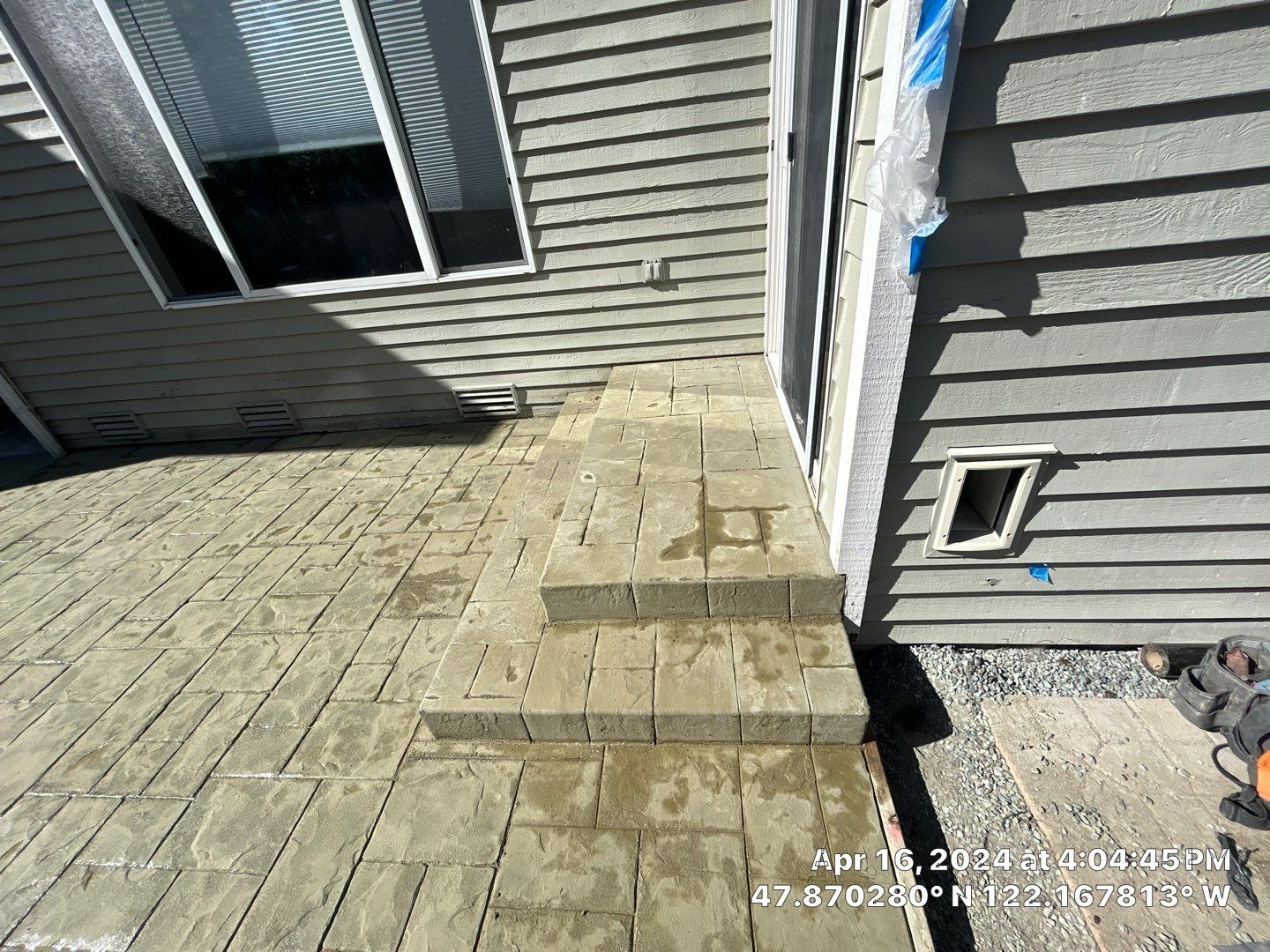 Benedict | Stamped Concrete Back Patio by Jireh Asphalt & Concrete Inc 