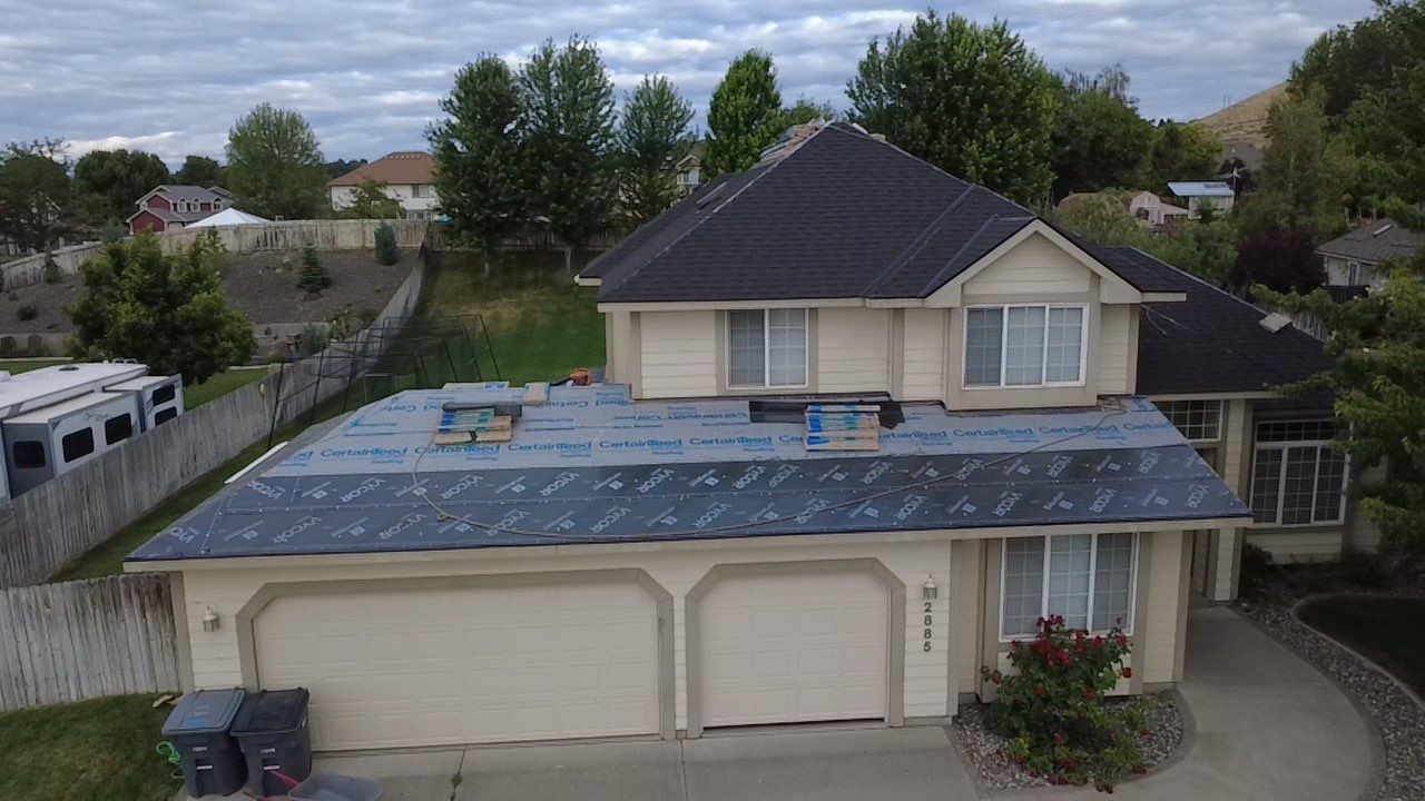 Residential Architectural Shingle Roof Replacement on Two-Story Home Cambridge Ct Kennewick, WA 99338  The Denali System - Certainteed Landmark Shingle - Black Walnut by Alpine Roofing