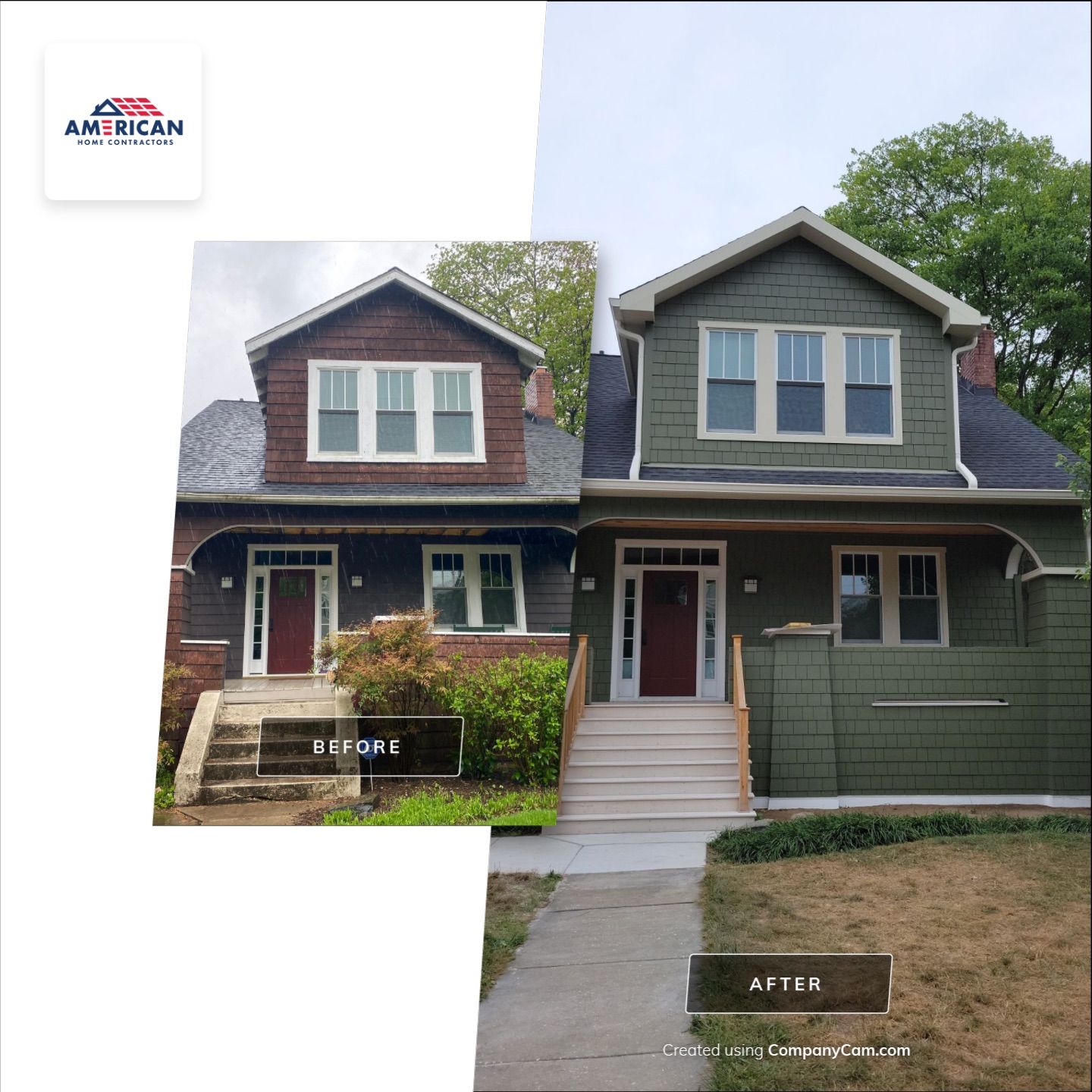 Dramatic exterior facelift in Baltimore by American Home Contractors