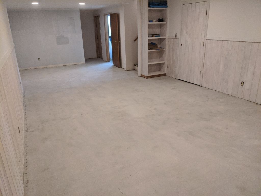 Basement Croc Floor Transformation using Pebble Beach by Croc Coatings, LLC