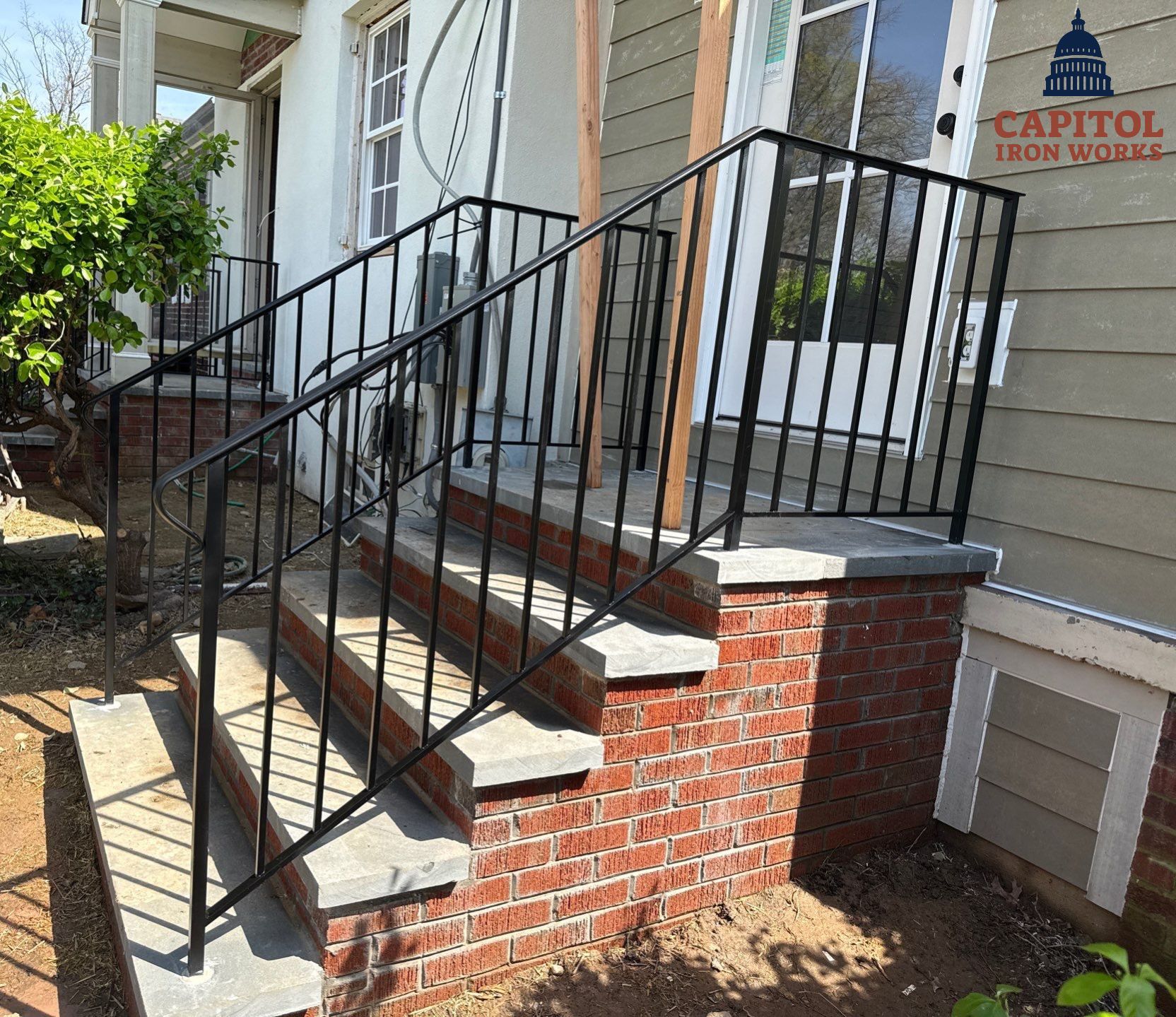 Custom Brick Step and Metal Railing Installation in Silver Spring