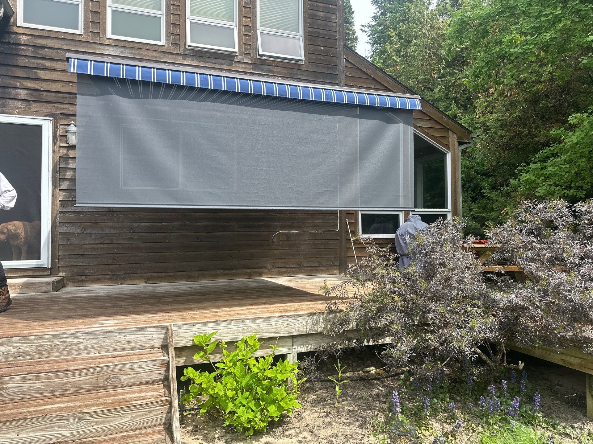Sunesta Retractable Awning and Privacy Shade Installation in Ellsworth by Rainbow Seamless Systems