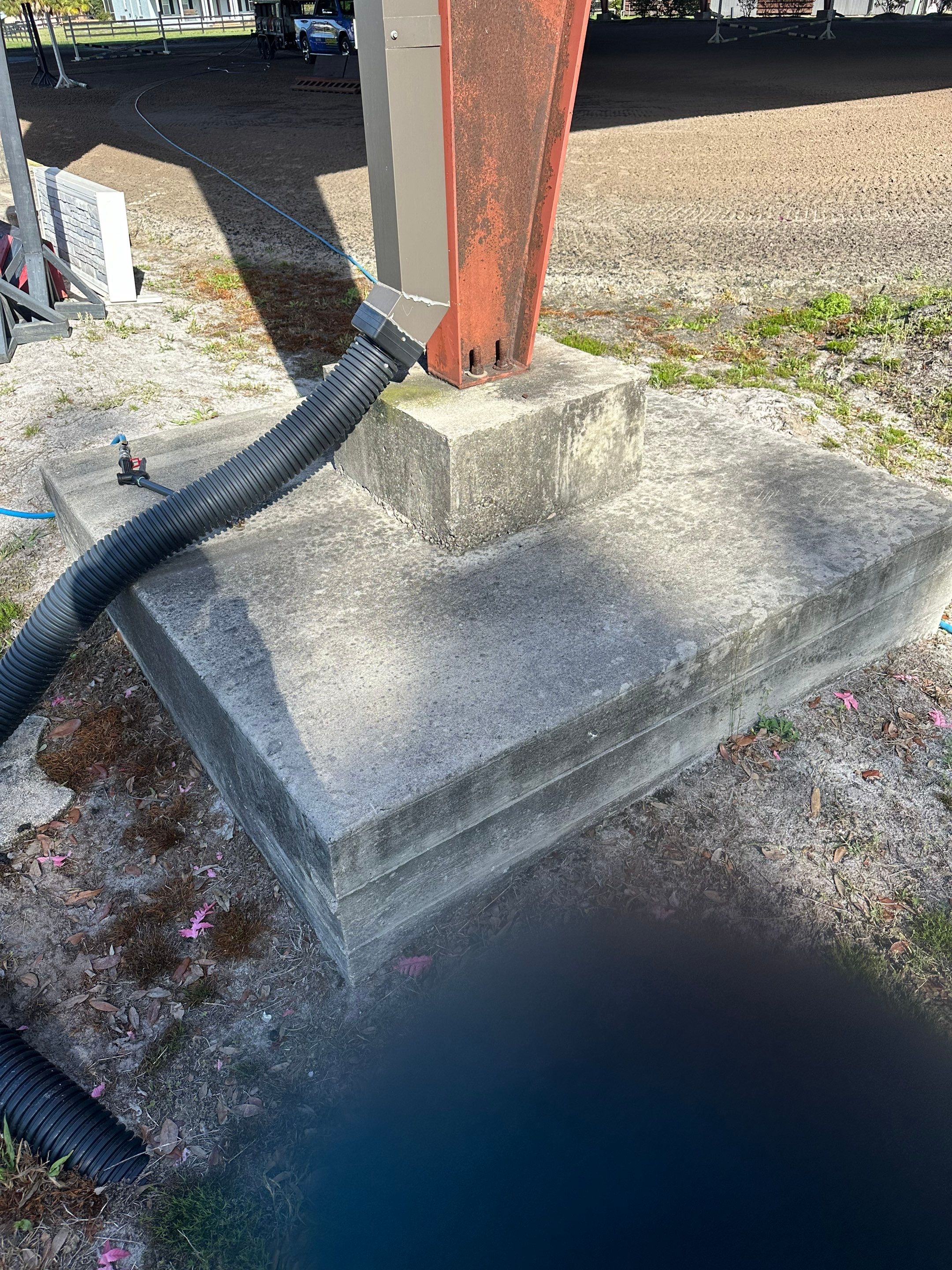 Vinyl Horse Fence & Concrete Pier Cleaning at Lesley Cox Equestrian, Parrish, FL | Sunshine AquaWash by Sunshine AquaWash