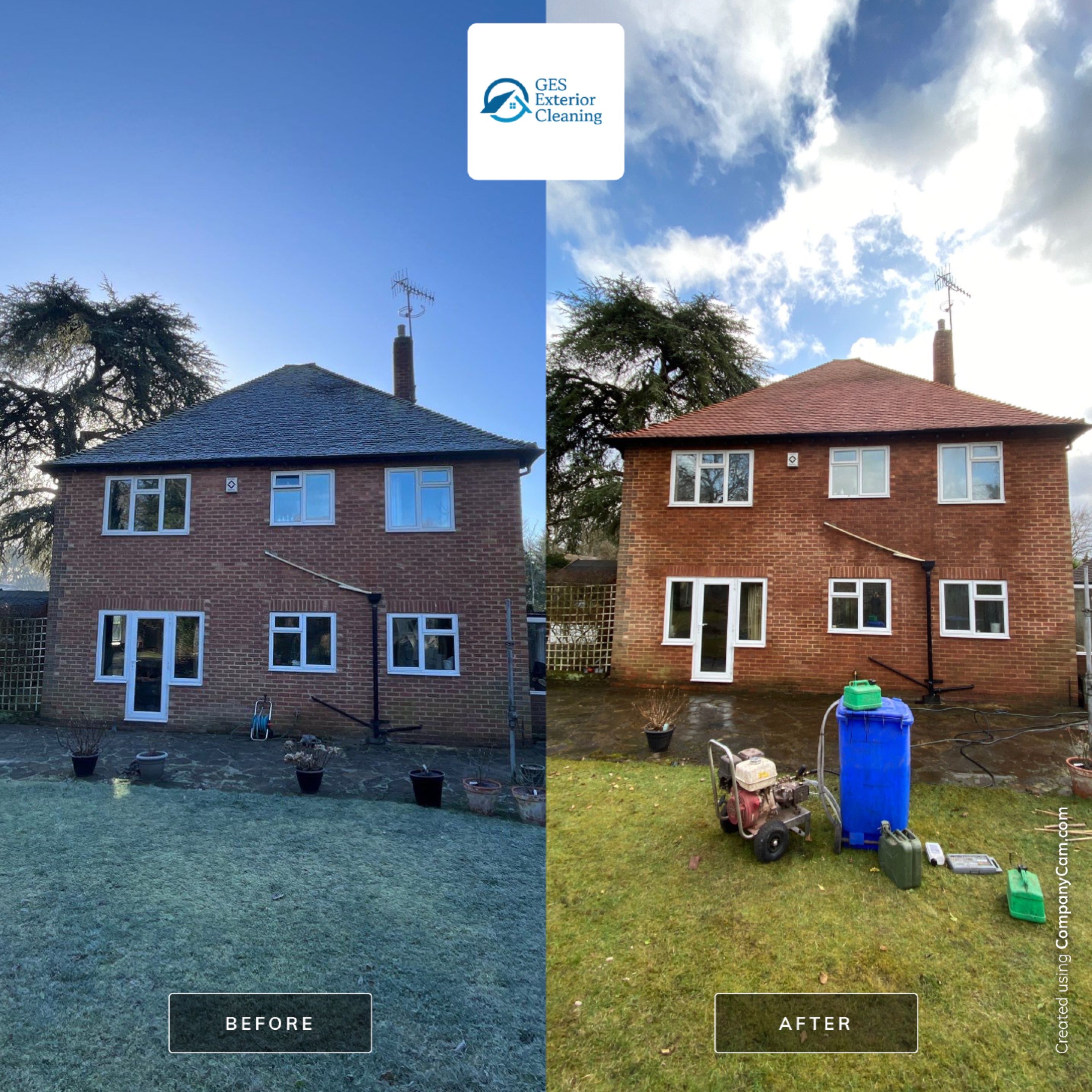 Roof Cleaning and Biocide Treatment using Honda 15lpm Low Pressure Washing Machine by Ges Exterior Cleaning ltd