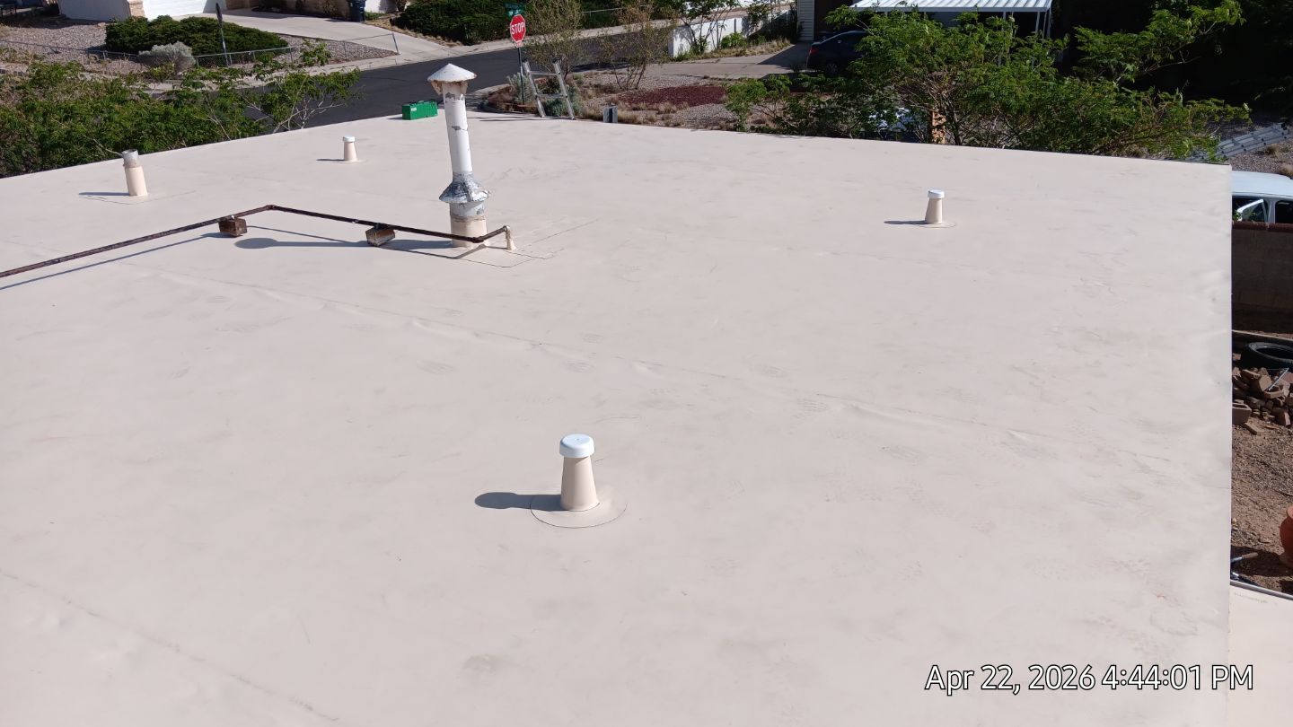Residential TPO Roof Replacement and skylight replacement in Albuquerque by Doyle Roof Masters Inc