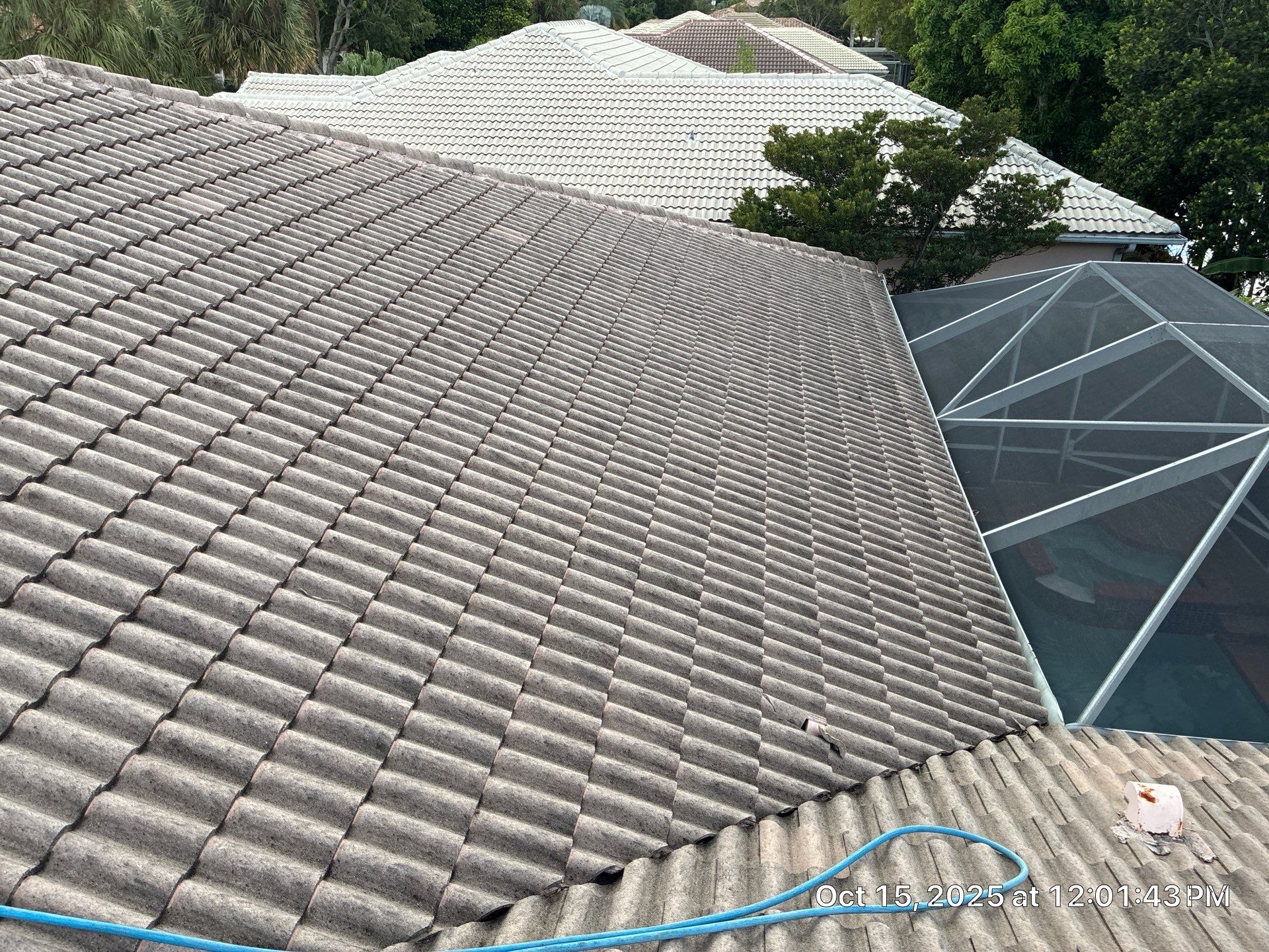 Dirty old Roof Coral Springs by BKB Pressure Cleaning LLC