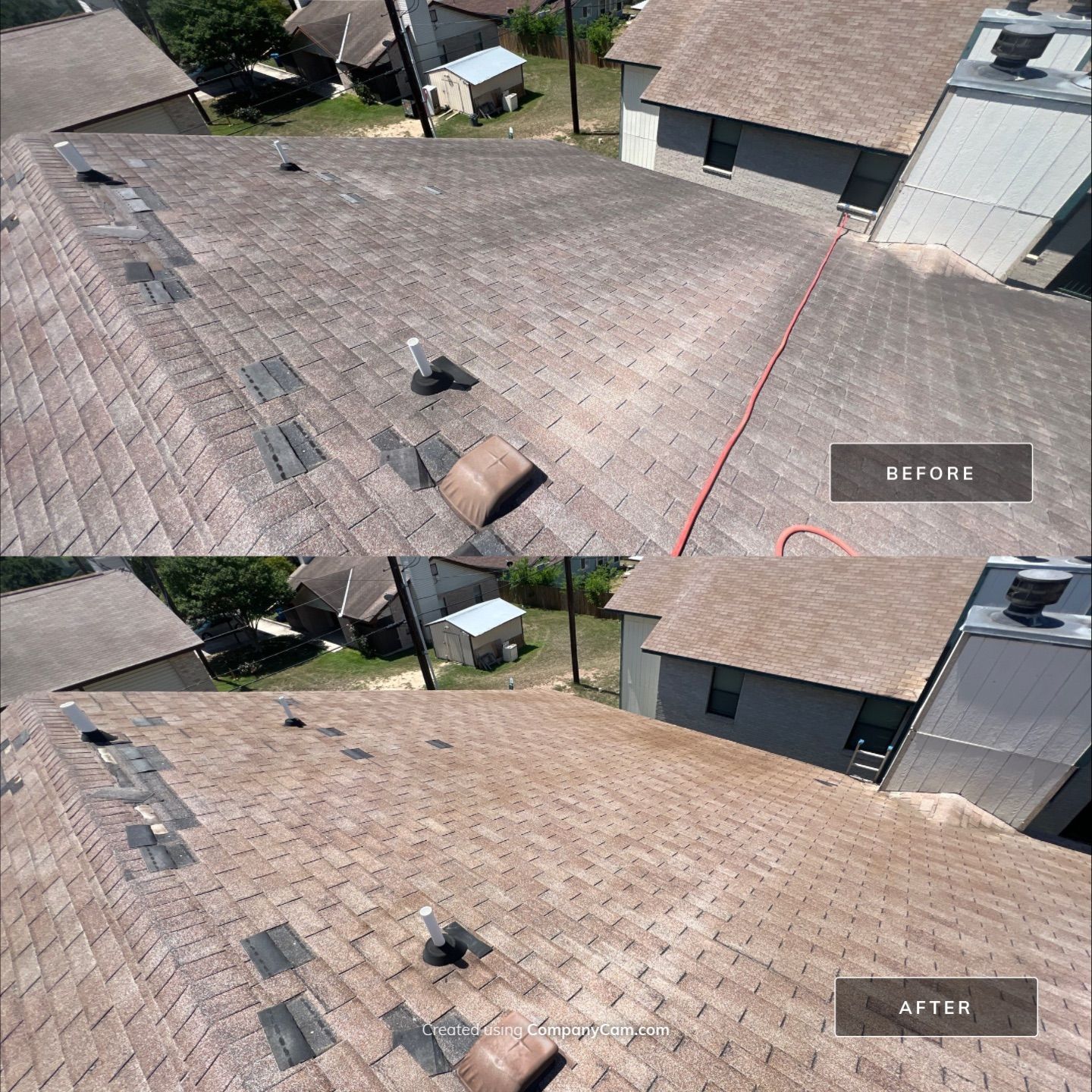 Shingle Roof Washing Project in San Antonio by Bright Choice