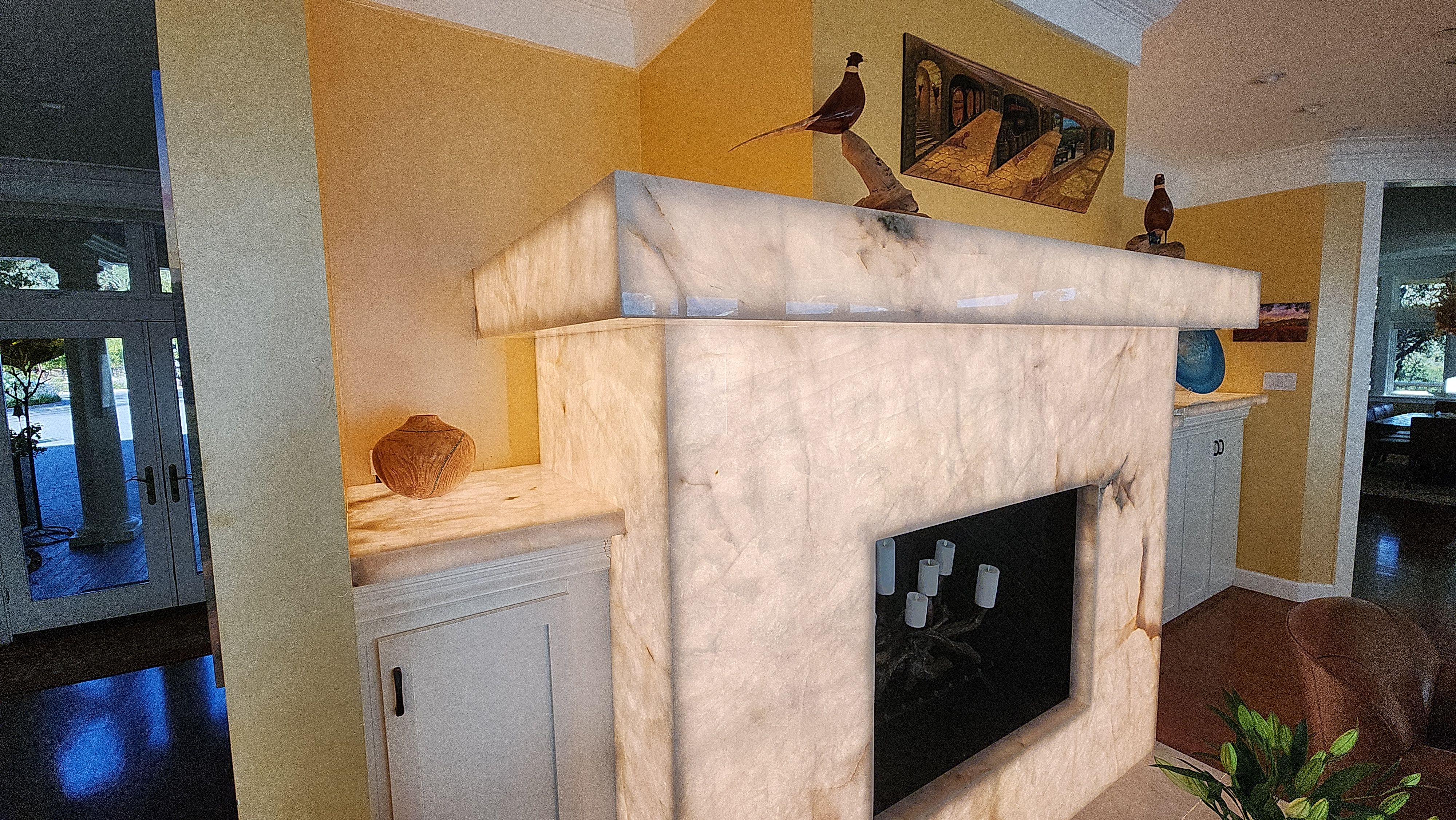 Backlit Stone On A Fireplace by S.Y. Electric Inc.