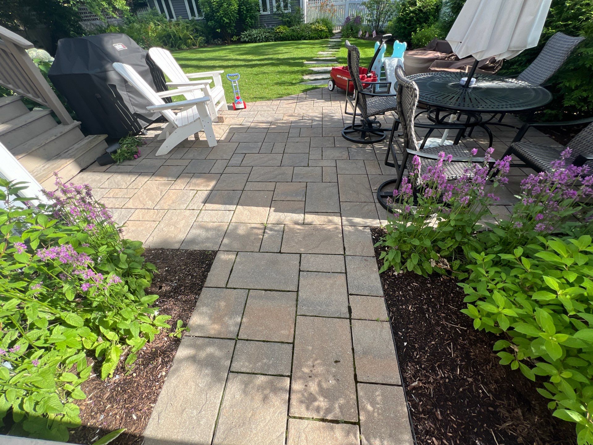 concrete cleaning using Algaecide, soft wash soap by Northern Power Washing LLC.