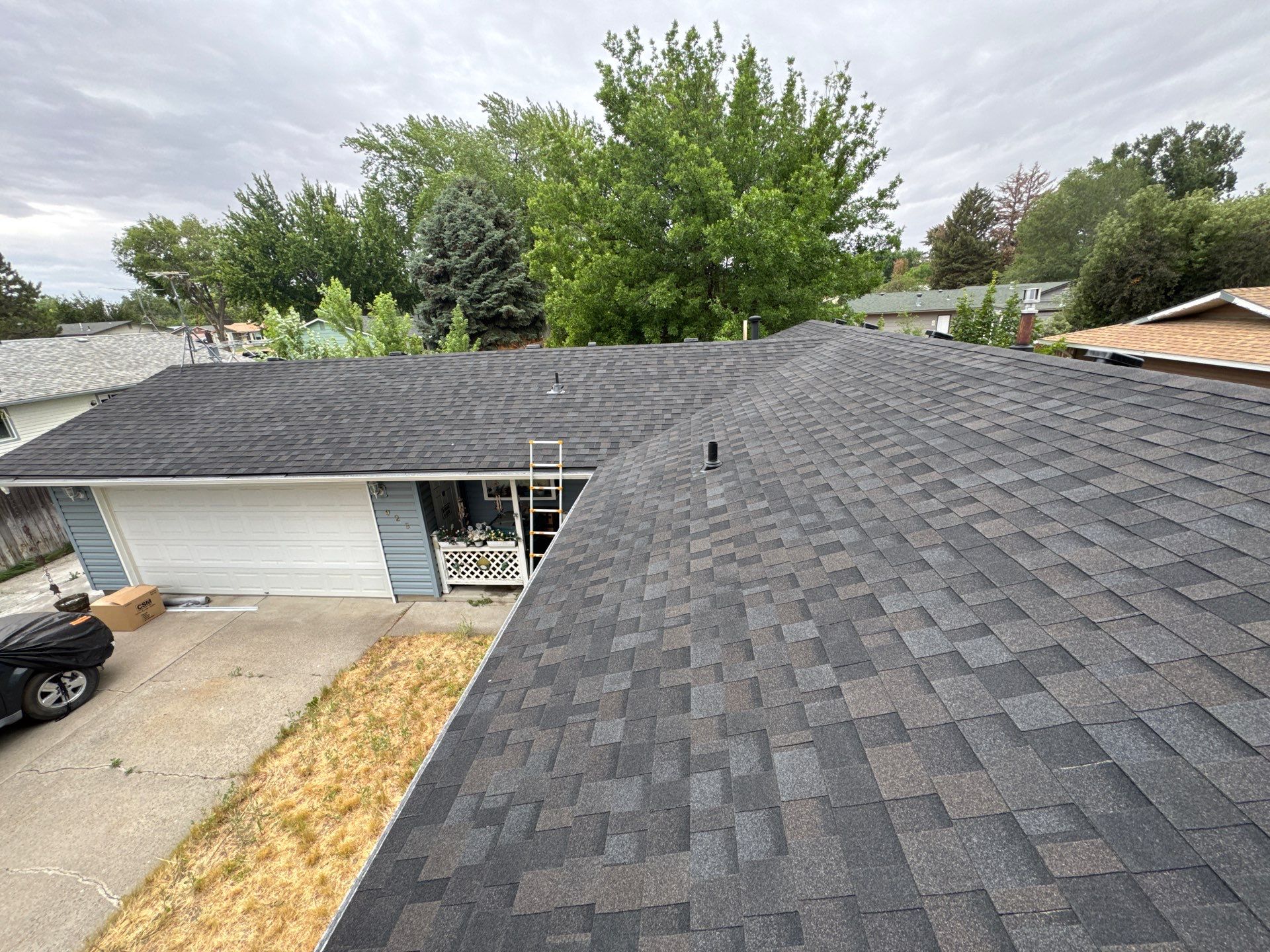 Residential Roof Replacement With Dark Gray Architectural Shingles in Mountain Home by Olive Roofing