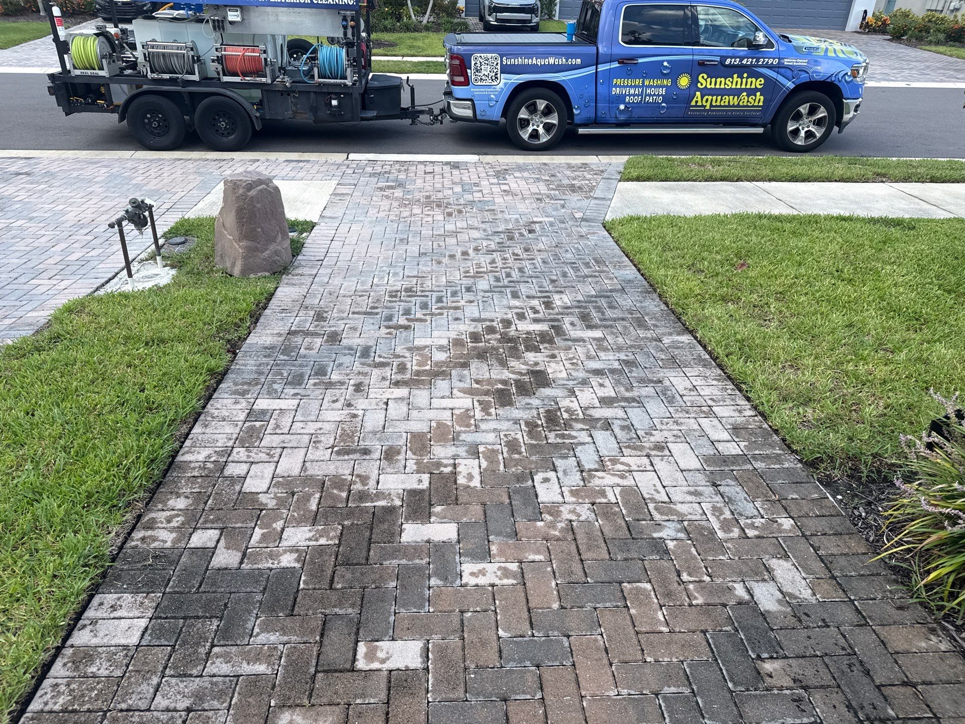 Paver Driveway & Sidewalk Cleaning in Trevesta β Palmetto, FL by Sunshine AquaWash