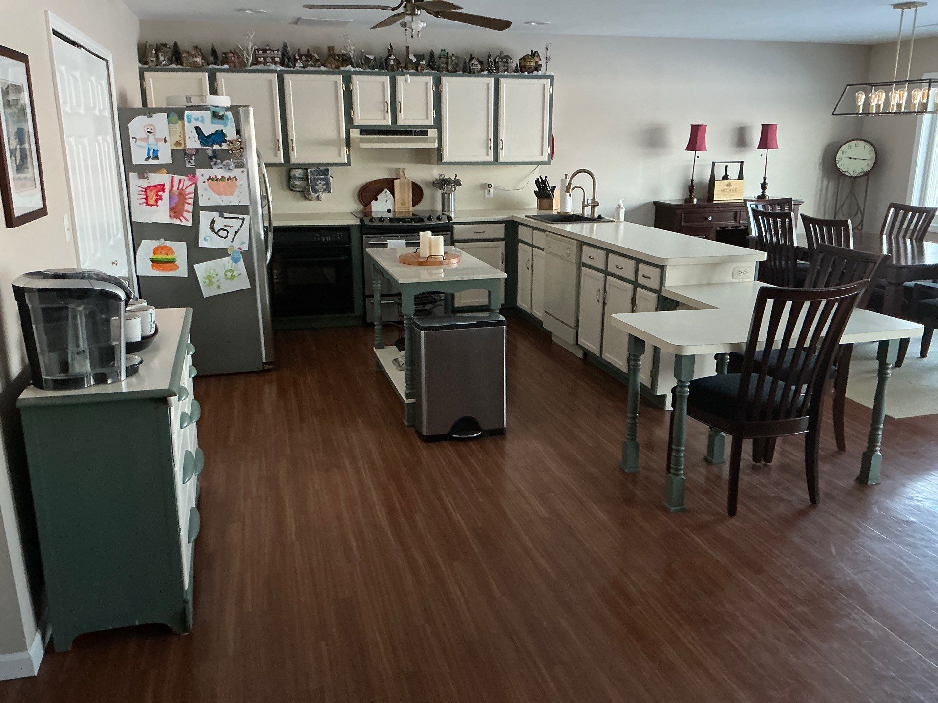 Blue-Grey Kitchen Cabinet Refinishing Transformation in White Lake by Top Shelf Painter