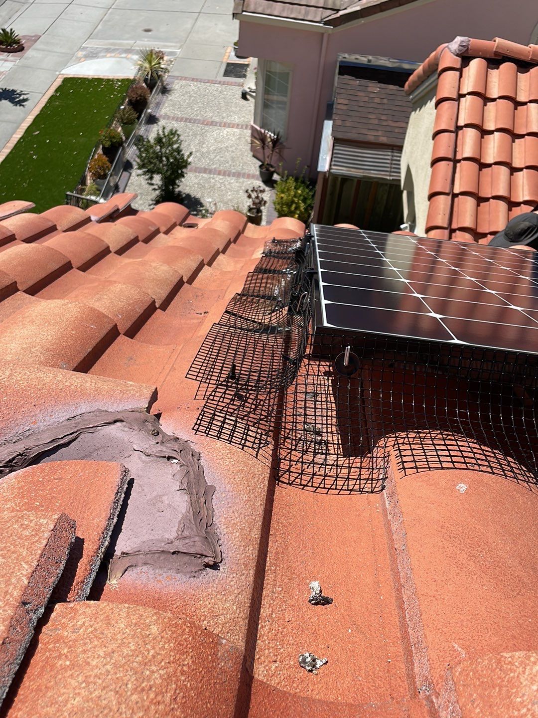 Solar Panel Bird Proofing using Critter Guard Mesh by All One Solar Shine