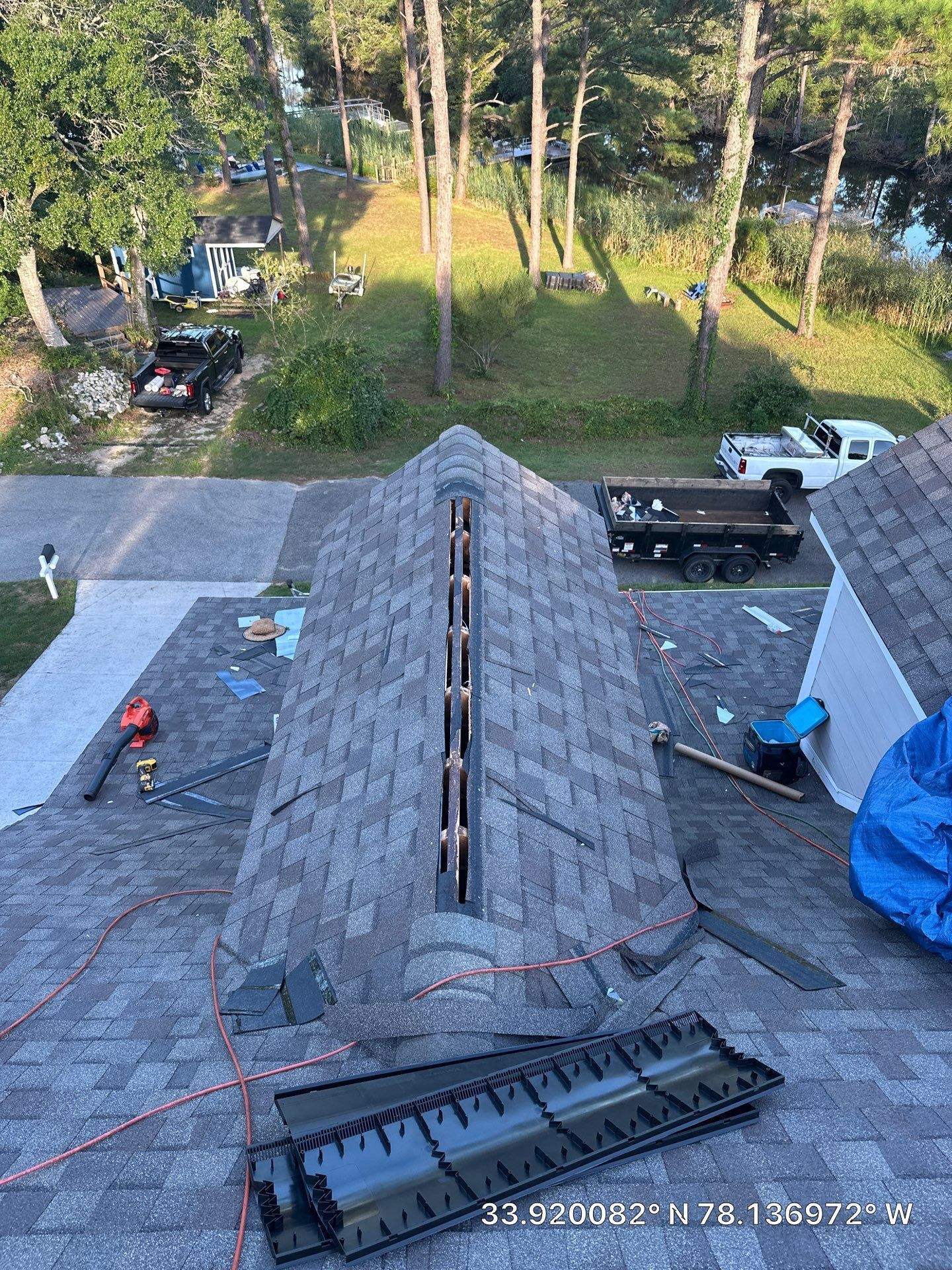 Oak Island Roof Replacement with CertainTeed Landmark Weathered Wood by RGR Construction and Roofing, LLC