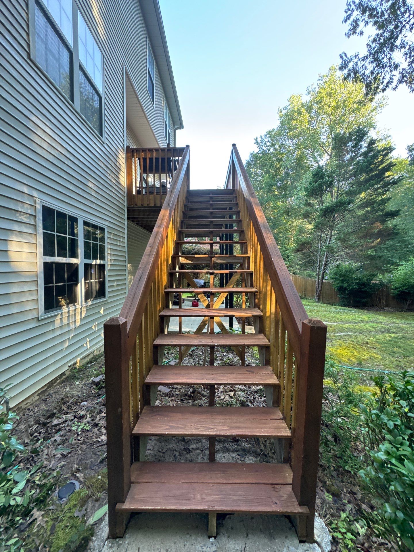 Multi-Level Deck and Front Porch Staining in Powder Springs by Swift Home Renovations