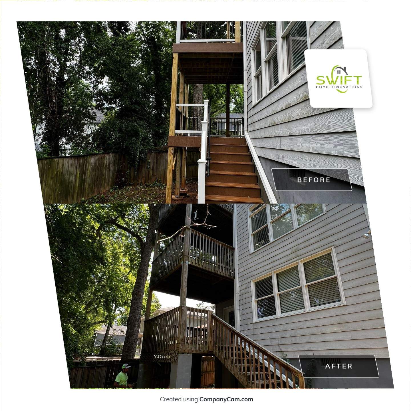 Multi-Story Wood Deck and Staircase Installation in Southeast Atlanta by Swift Home Renovations 