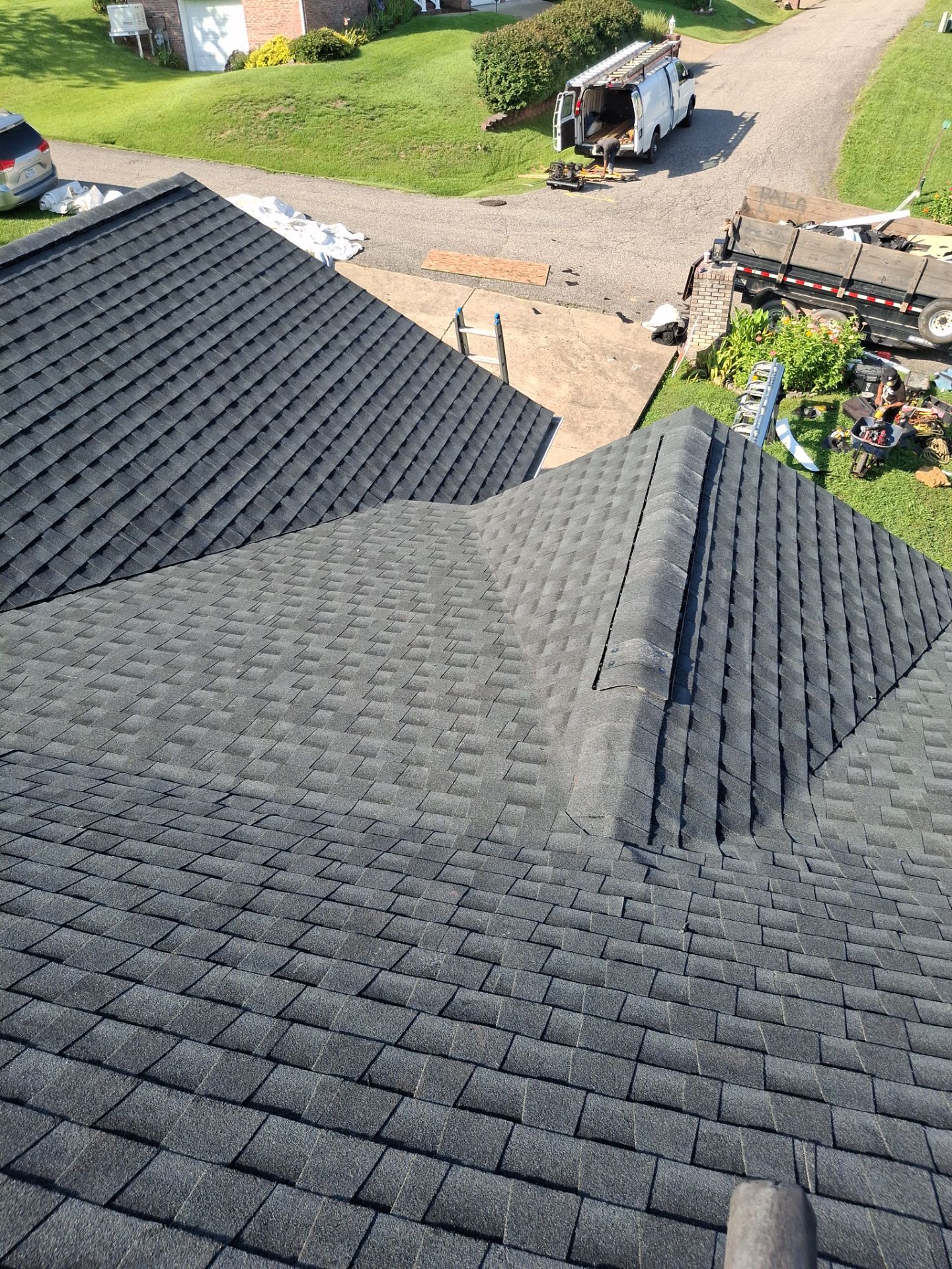 Residential Roofing Installation using GAF Timberline HDZ Charcoal by Rainstoppers Roofing
