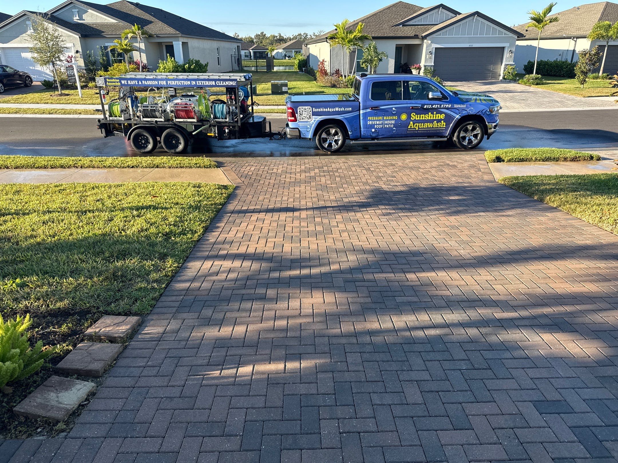 Paver Driveway Cleaning & Sidewalks in Trevesta Palmetto FL by Sunshine AquaWash
