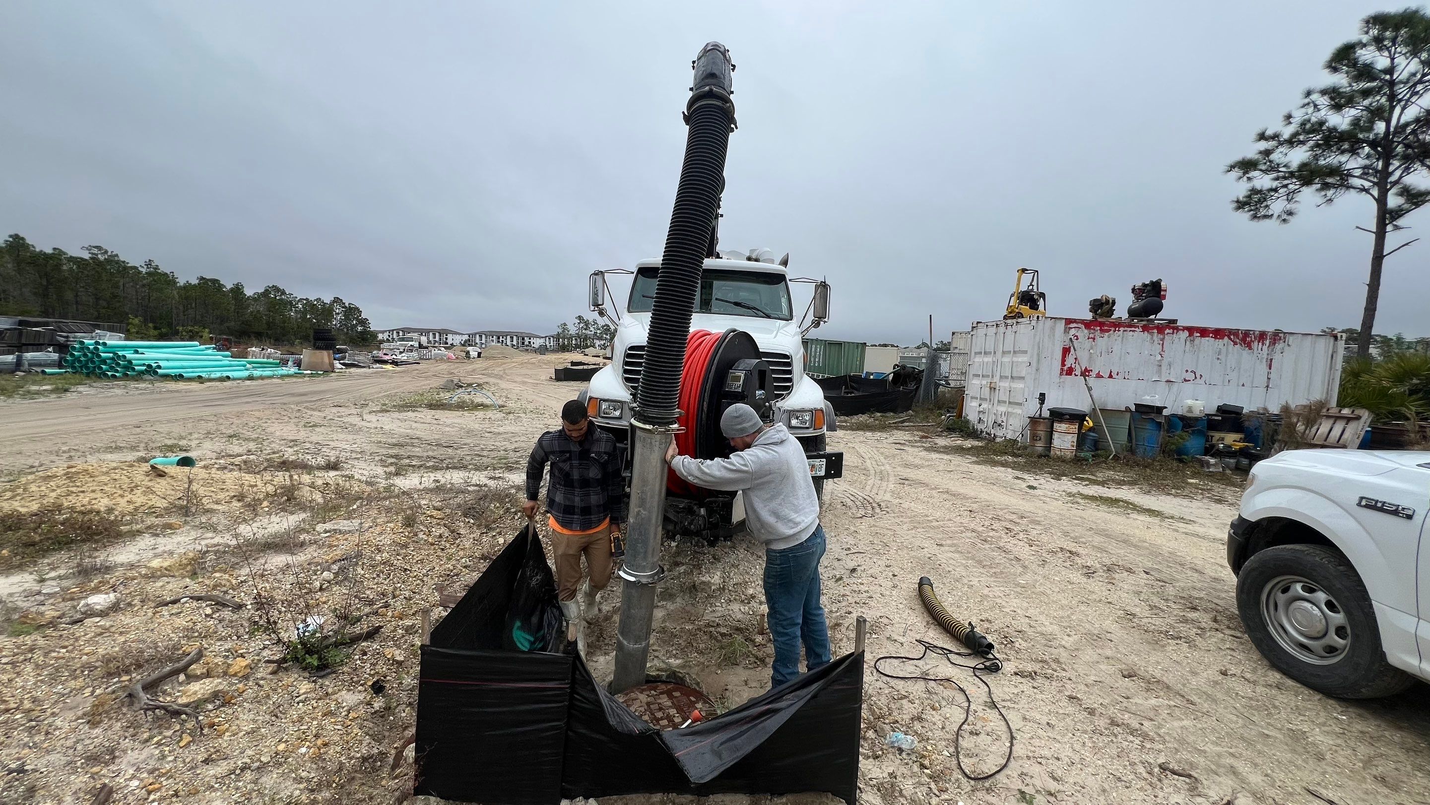 New Residential Construction Community Sewer System Cleaning by APS Power & Water