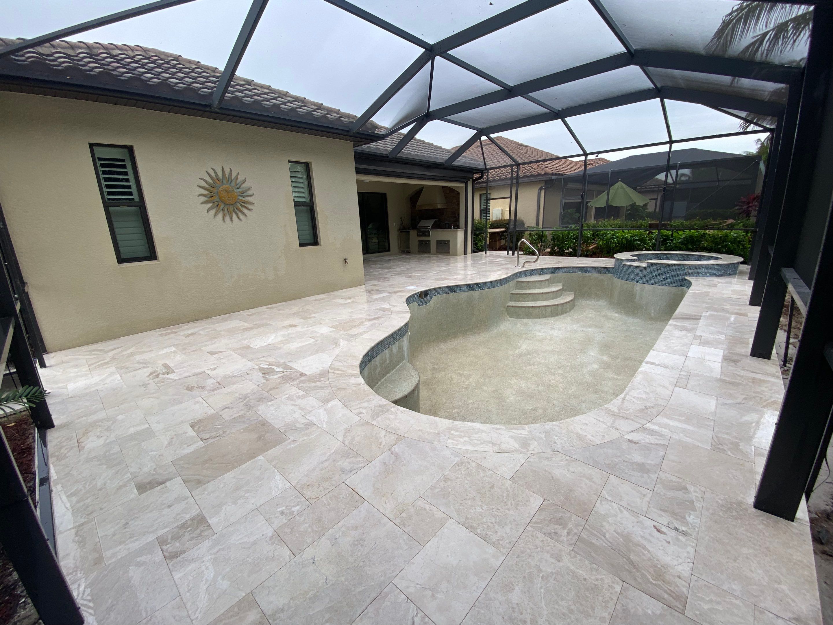 Textured Marble Pool Deck - Bonita National Golf & Country Club by Old Town Pavers Llc