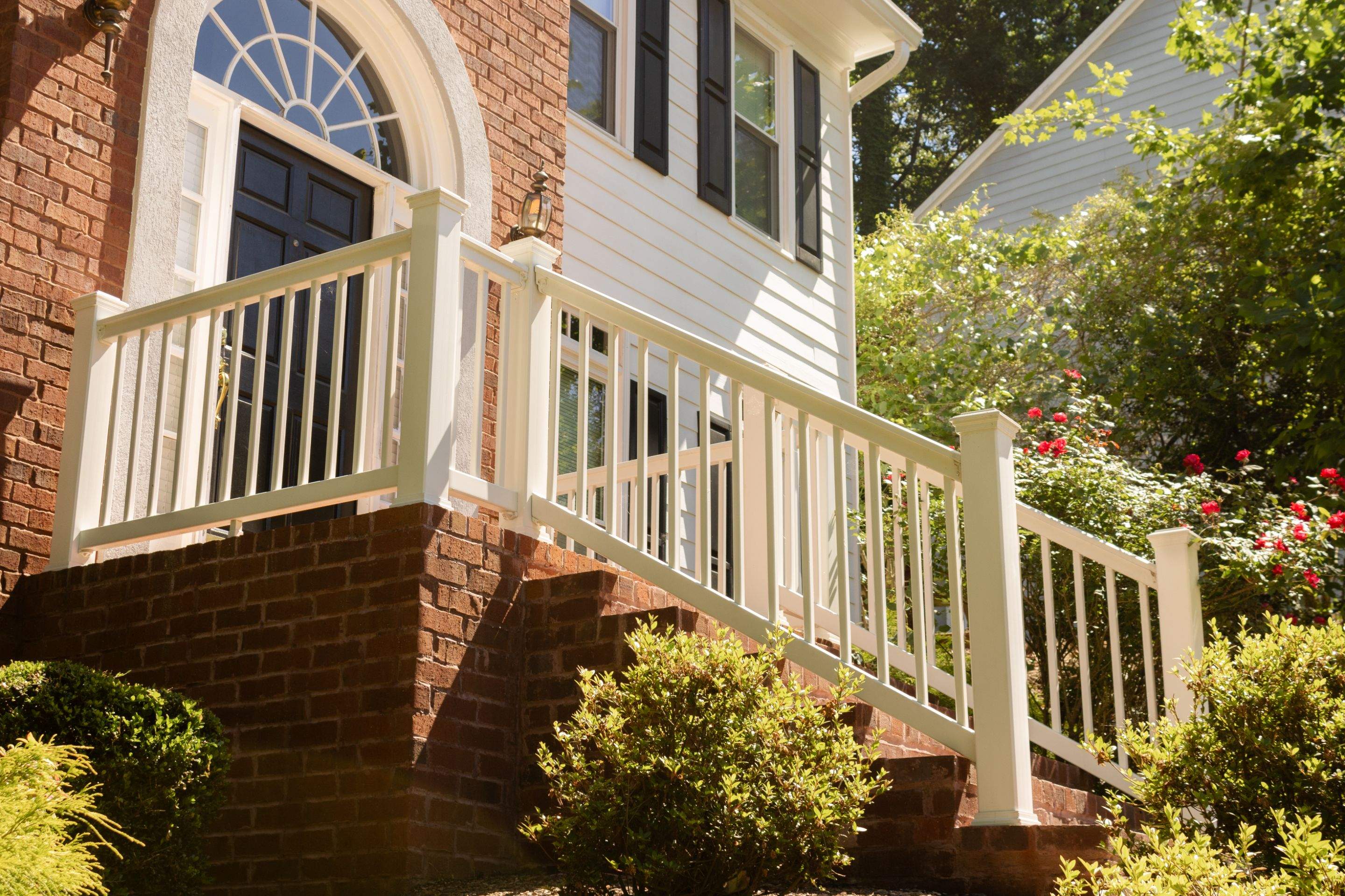 Front Porch Railing Replacement using Trex White Composite Railing by Nelson Exteriors