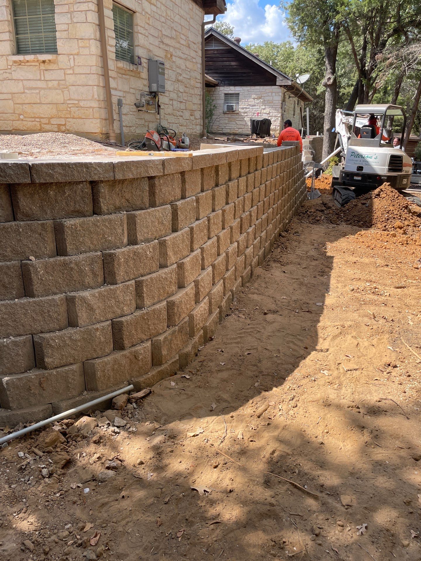 In Progress Retaining Wall Project by Peterson’s