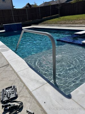 Geometric Pool with Raised Spa and Tanning Ledge