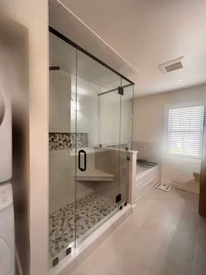 Frameless Shower Enclosure w/Header Bar
