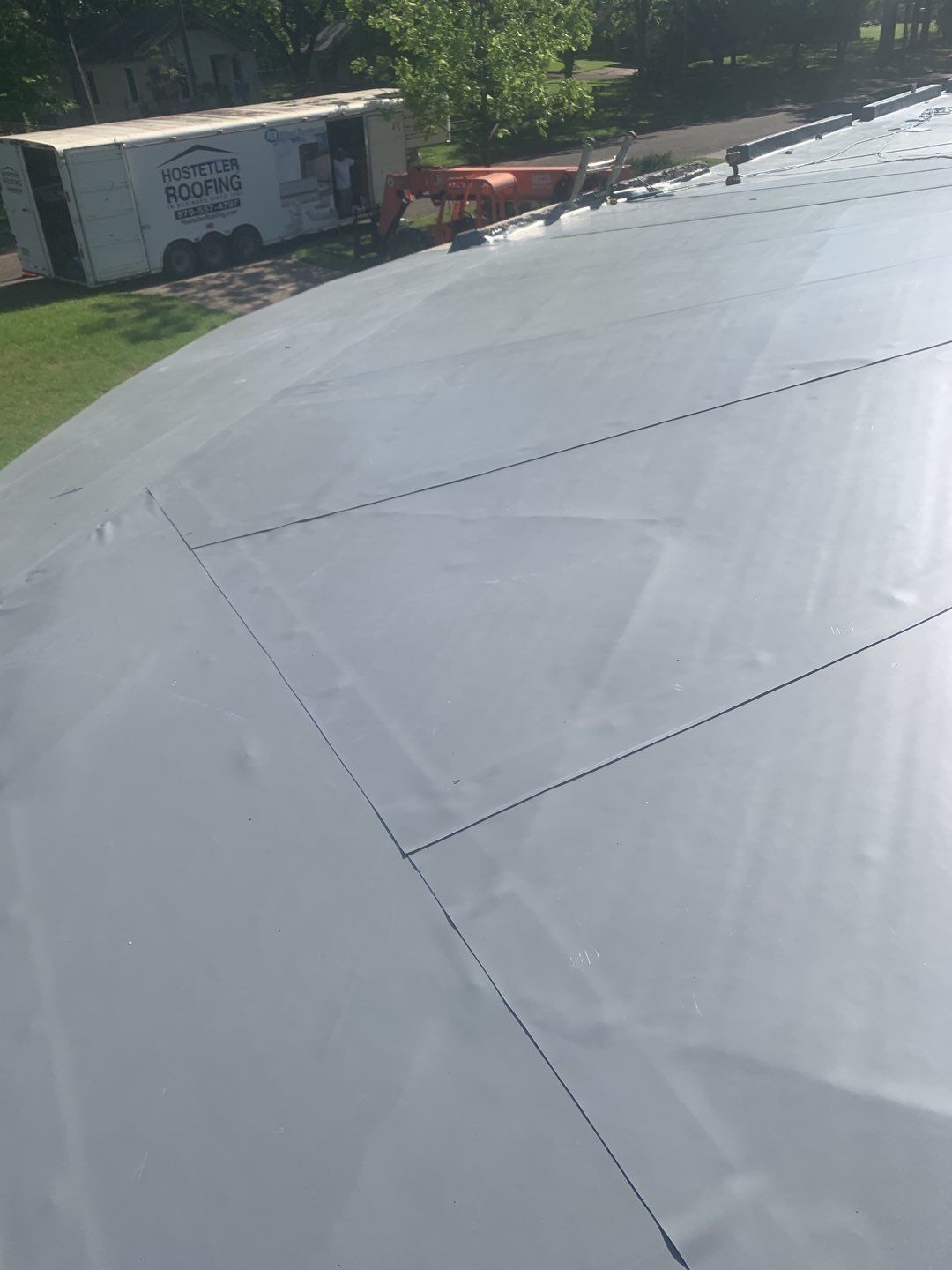 Commercial Roofing Installation using 50 mil PVC by Hostetler Roofing