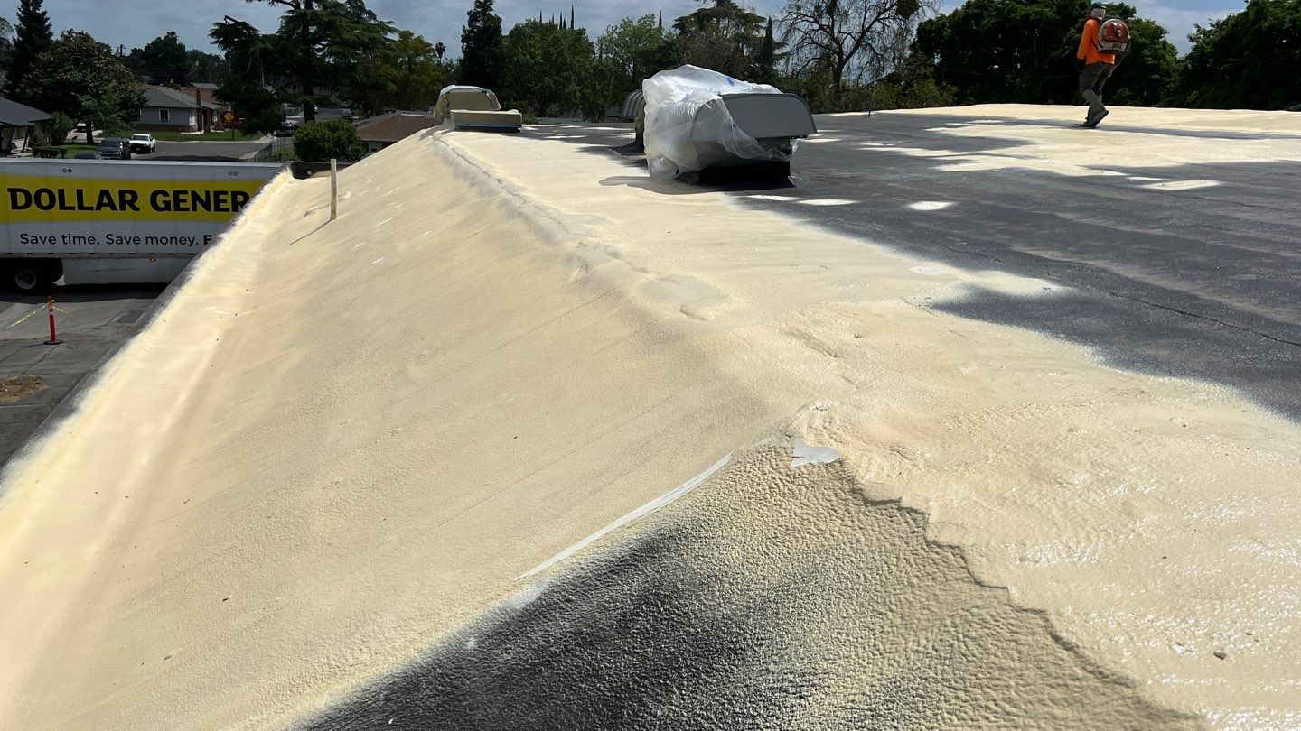 Foam Refurbish using Conklin Benchmark/PUMA XL coatings and spray foam by Straight Edge Roofing Inc