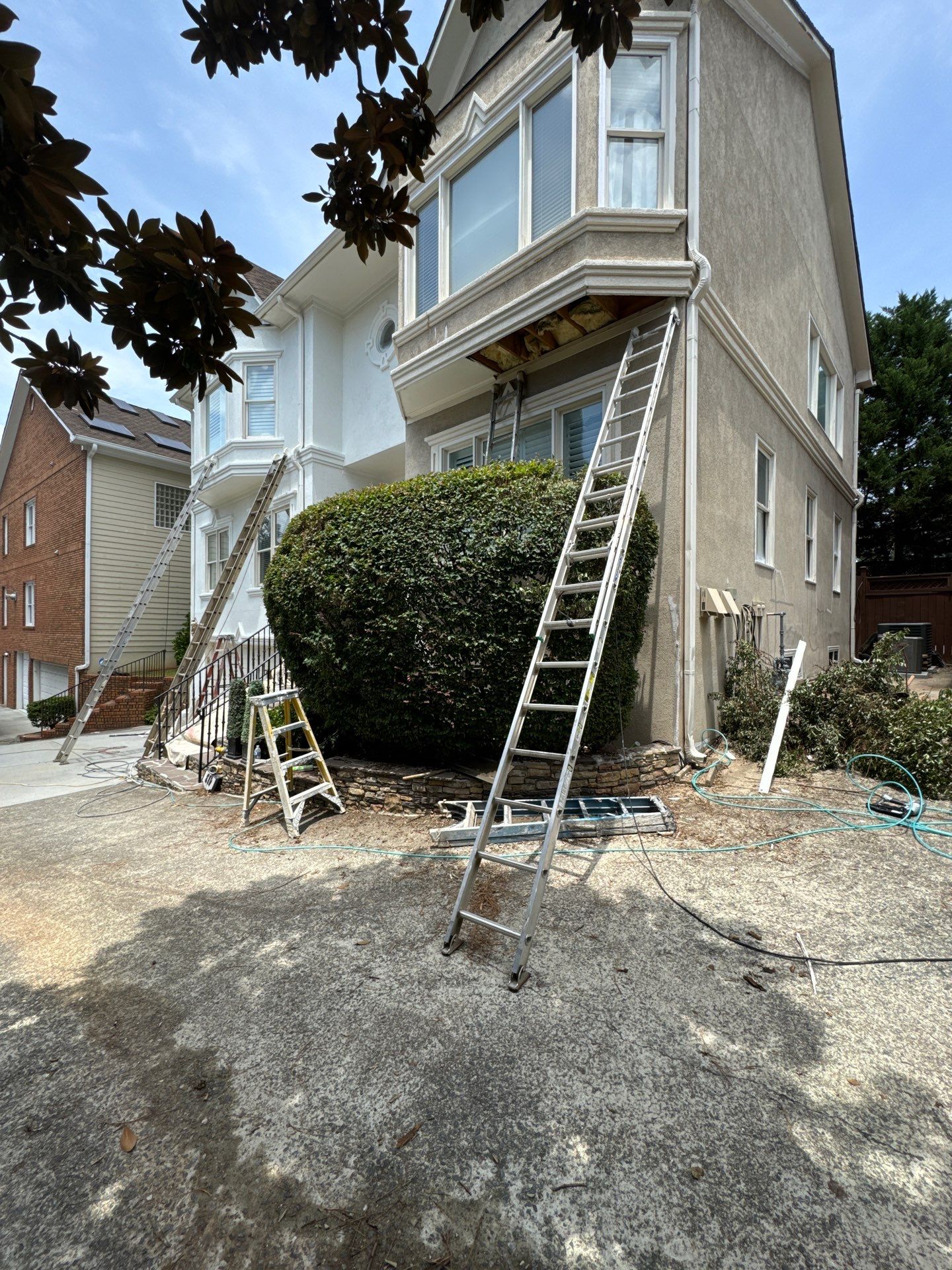 Full Exterior Stucco Painting and Wood Deck Staining in Atlanta by Swift Home Renovations