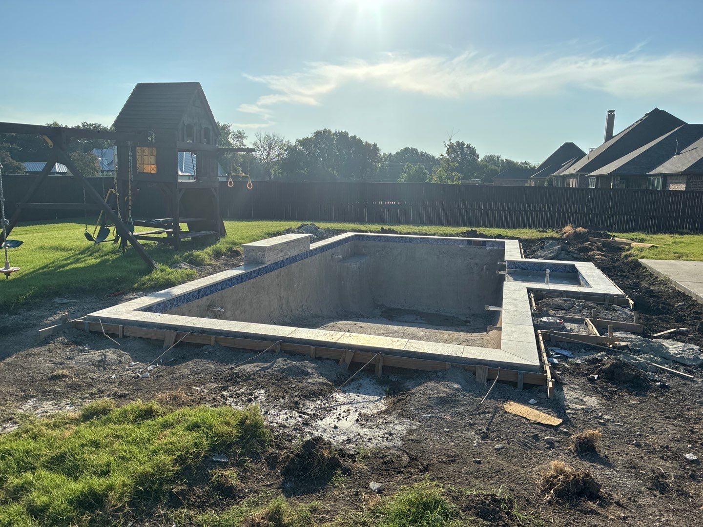 Custom In-Ground Rectangular Pool Installation in Wylie by Hobert Pools