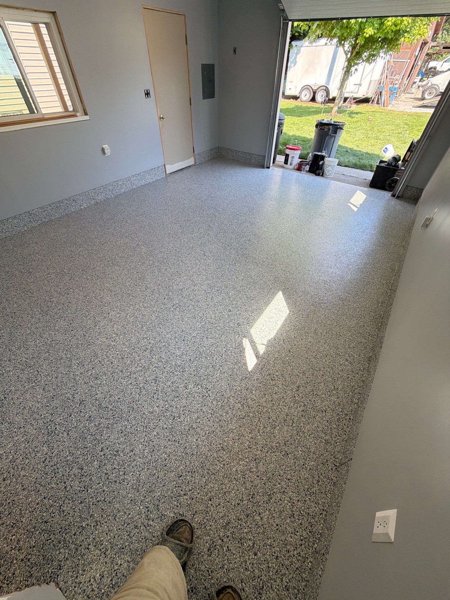 Custom Tidal Wave Epoxy Flake Floor Installation in Mears by Gordon Painting