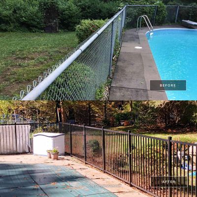 Replacement Aluminum pool fence with matching gate in Black 