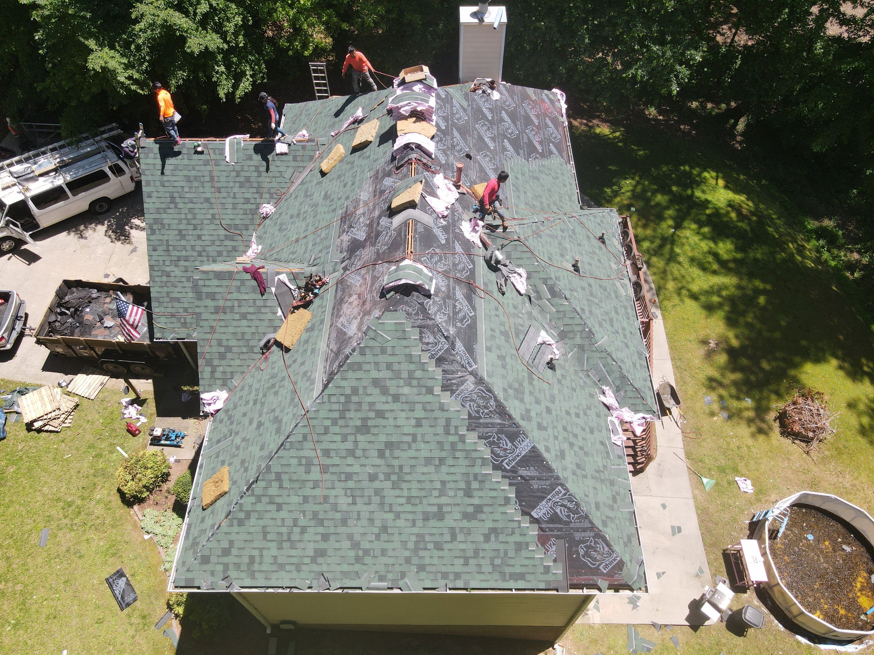 Residential Roofing Installation using Owens Corning Chateau Green  by Inspector Roofing and Restoration