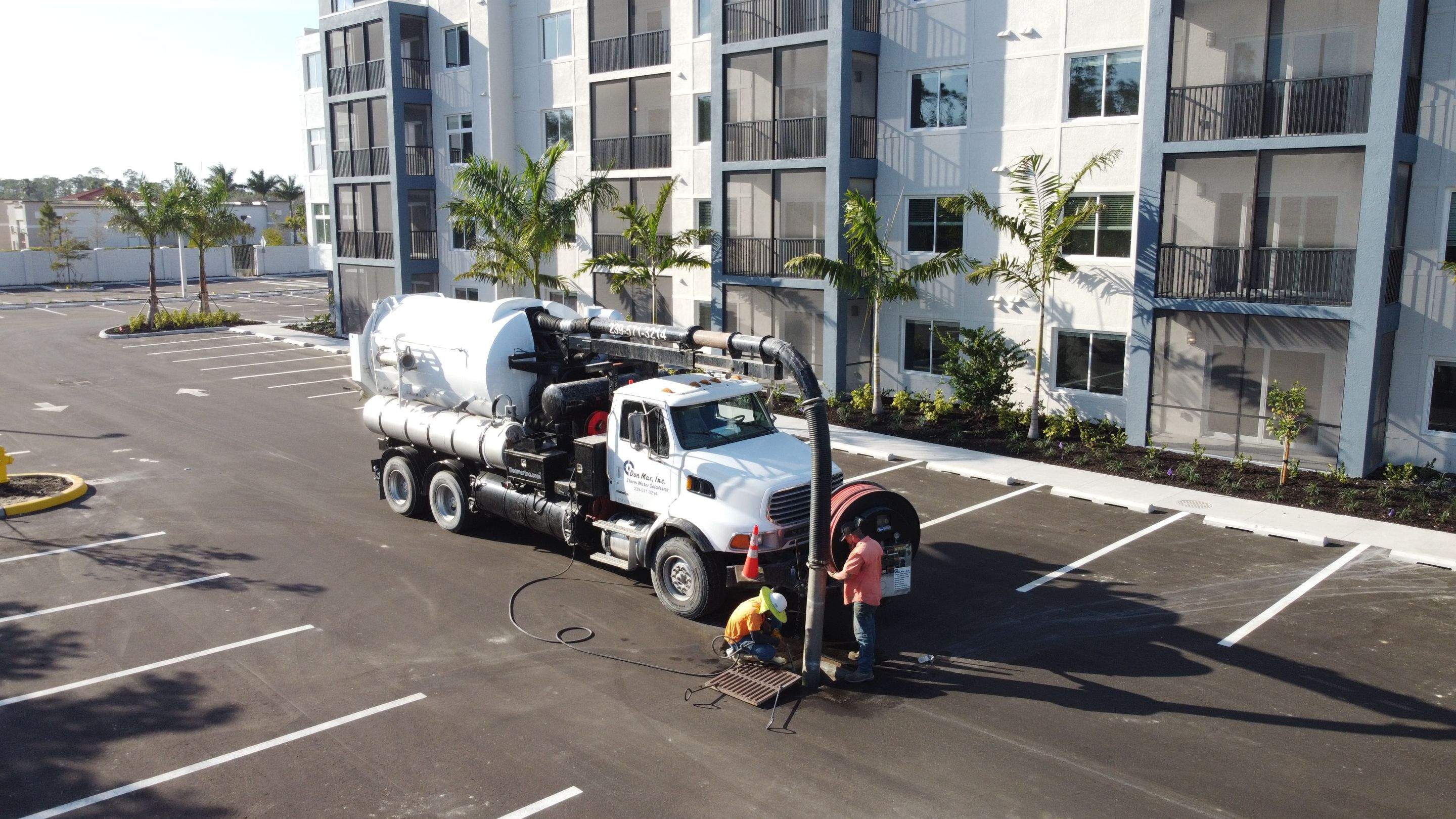 New Construction Apartment Complex Stormwater System and Sewer System Cleaning by Don Mar, Inc. Storm Water Solutions