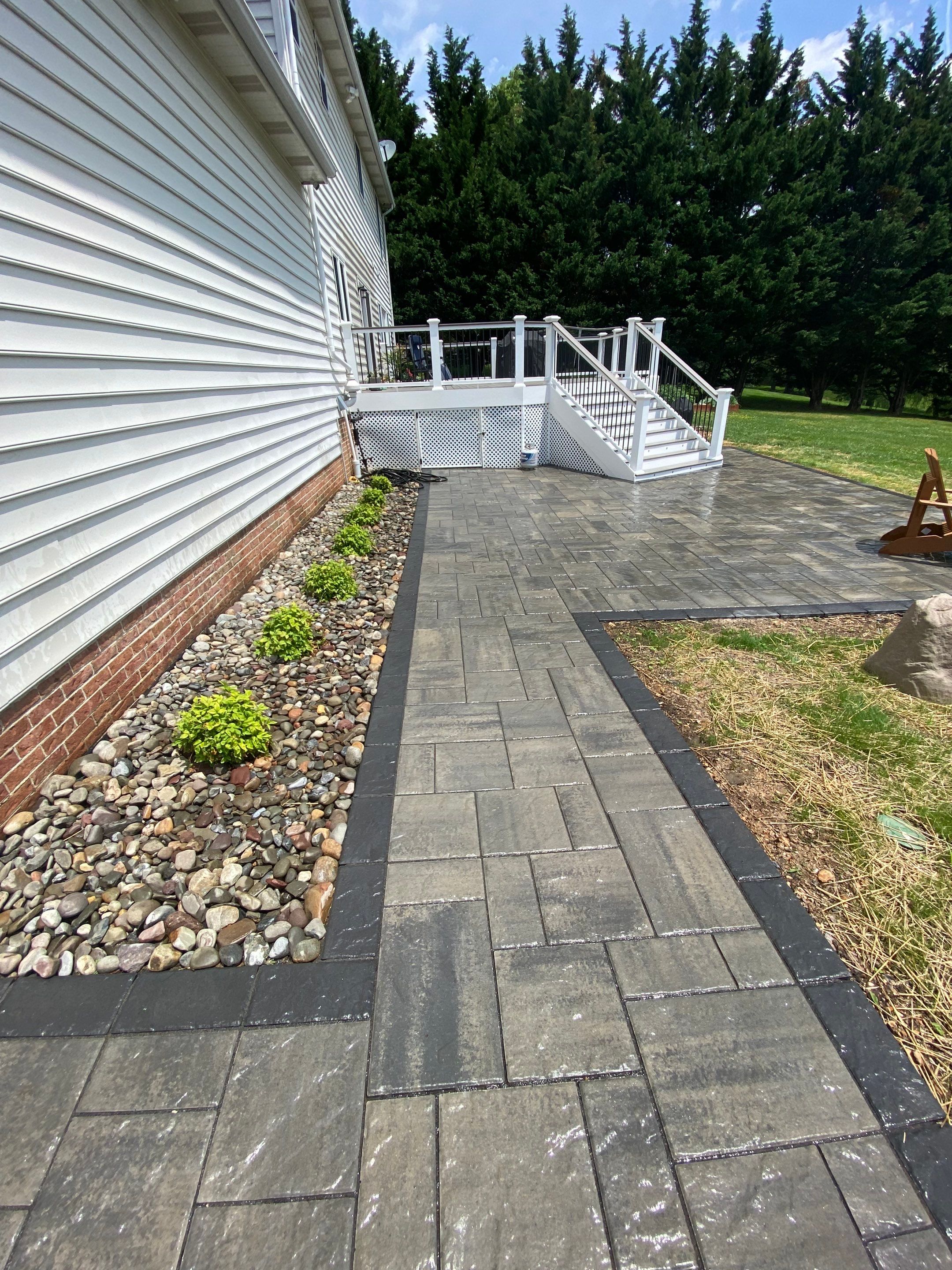 Backyard Transformation using Techo-Bloc Pavers by The Smet Companies, LLC