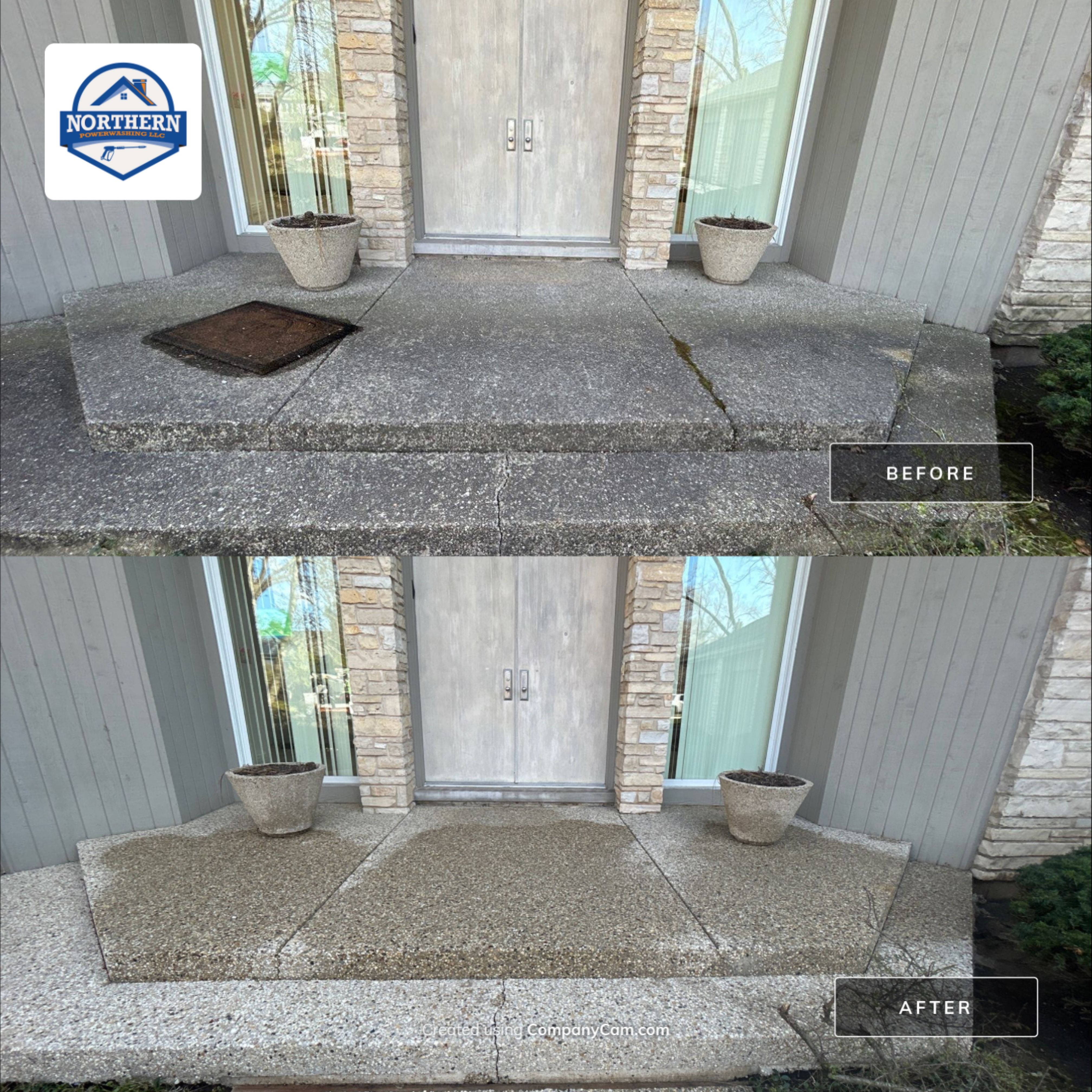 Aggregate Clean and seal using low gloss sealer by Northern Power Washing LLC.