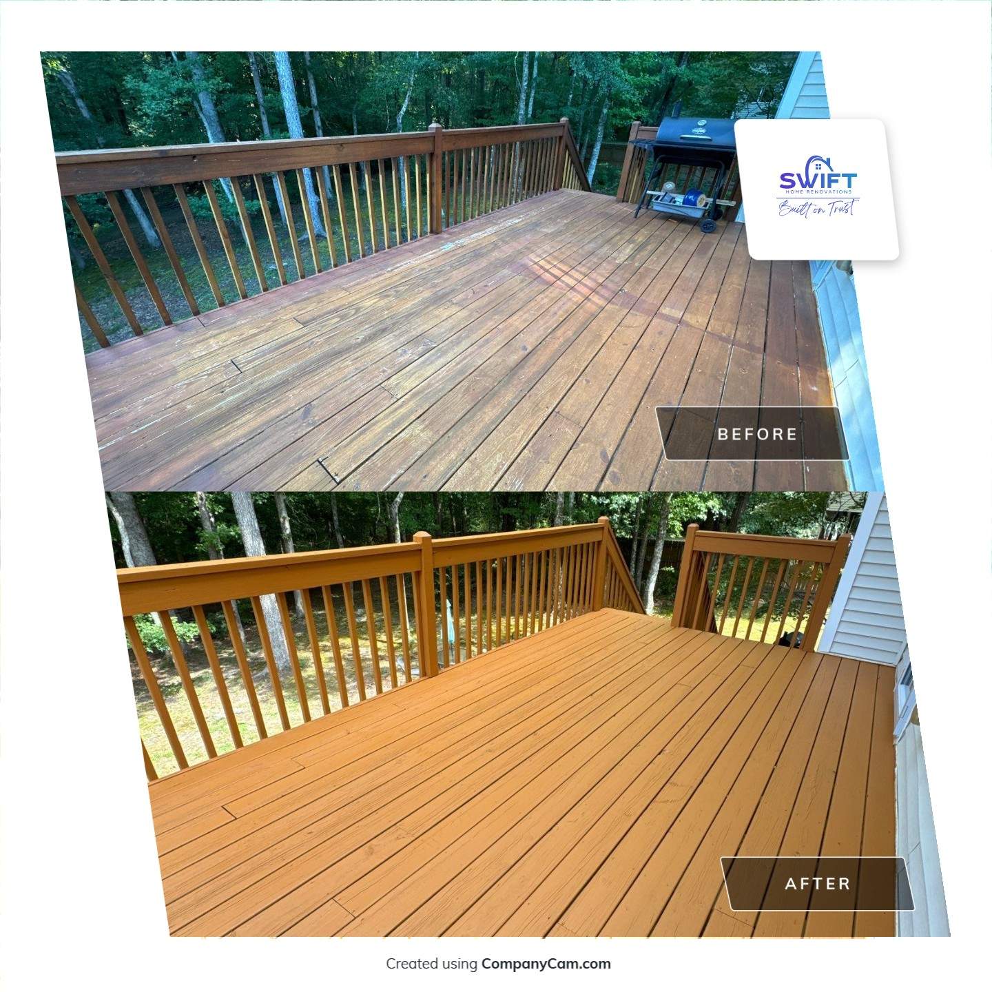 Multi-Level Deck and Front Porch Staining in Powder Springs by Swift Home Renovations