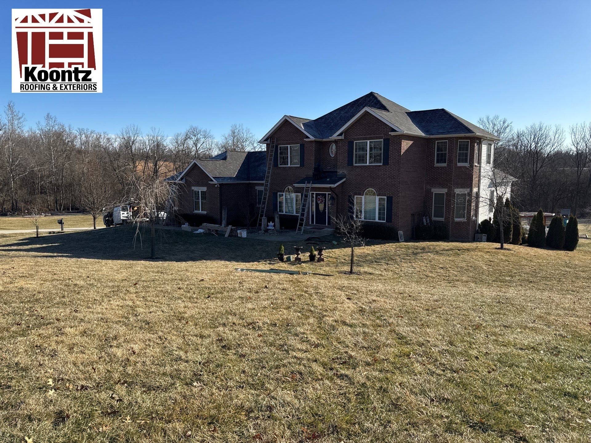 Residential Roofing Installation using Malarkey Vista AR Shingles (Black Oak) by Koontz Construction